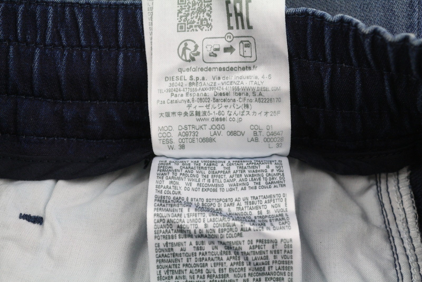 DIESEL D-Strukt Jogg 068DV Men's Jeans W38/L32 Stretch Jogg Washed Blue RRP295