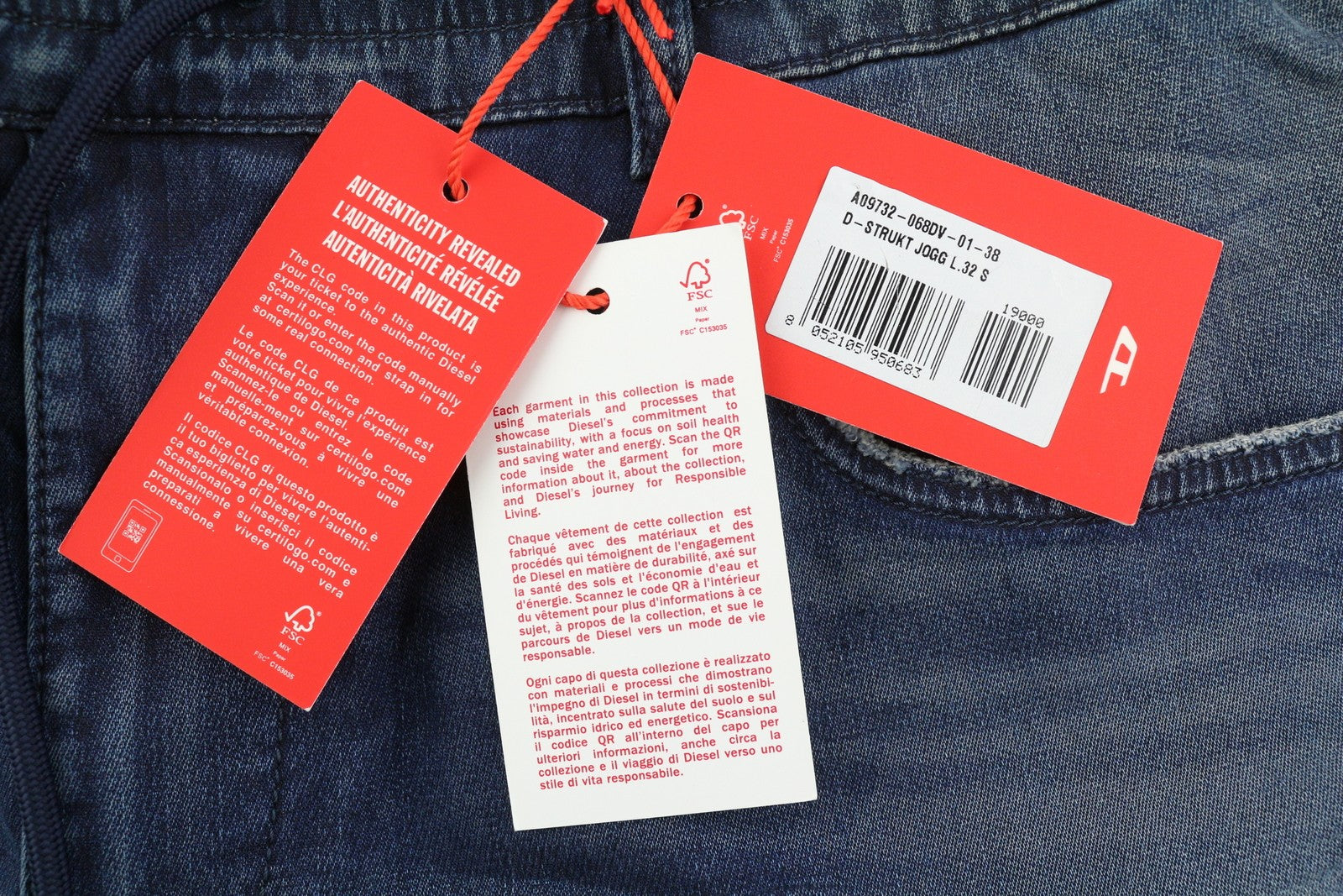 DIESEL D-Strukt Jogg 068DV Men's Jeans W38/L32 Stretch Jogg Washed Blue RRP295