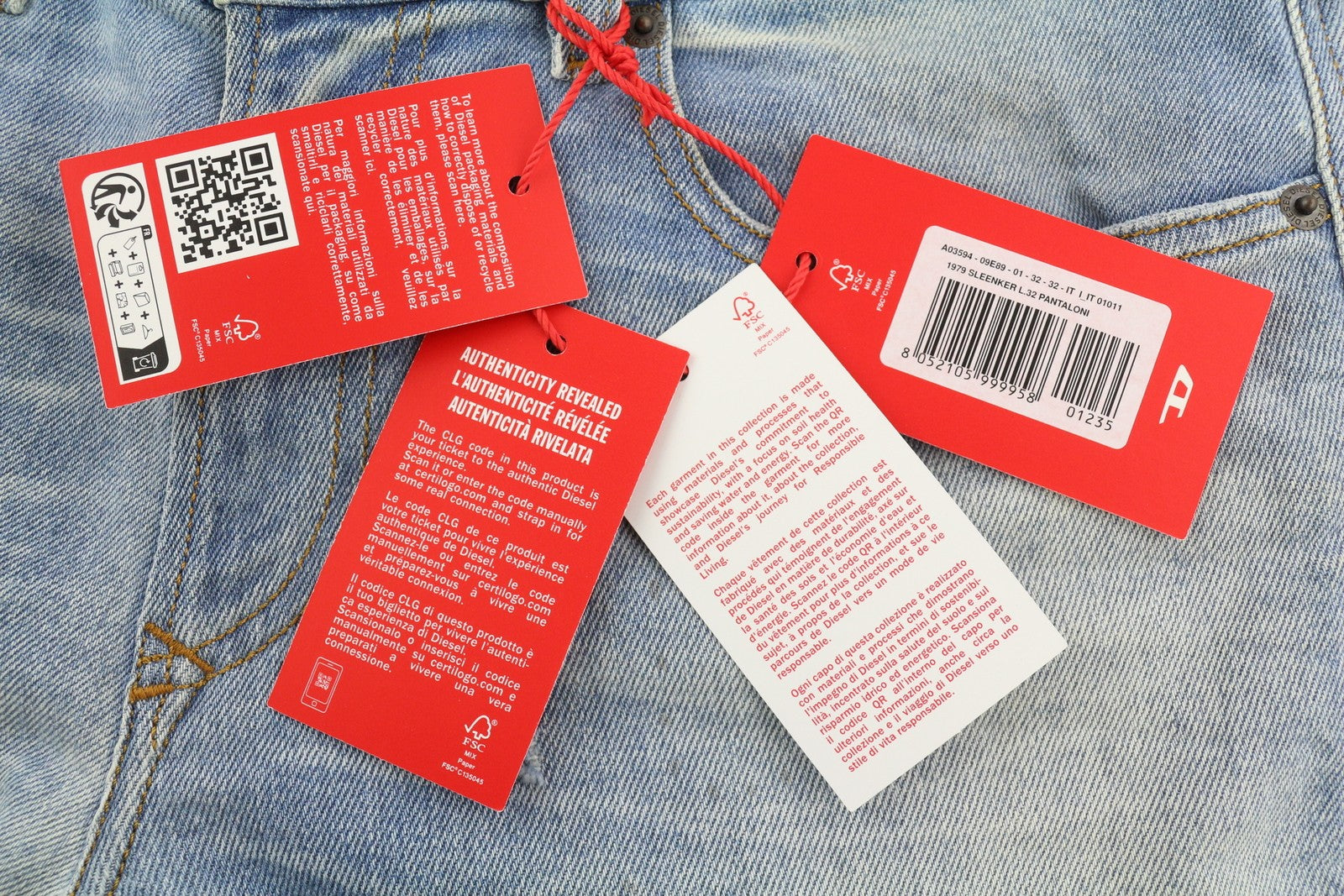 DIESEL 1979 Sleenker 09E89 Men Jeans W32/L32 Skinny Low Waist Blue Denim RRP295