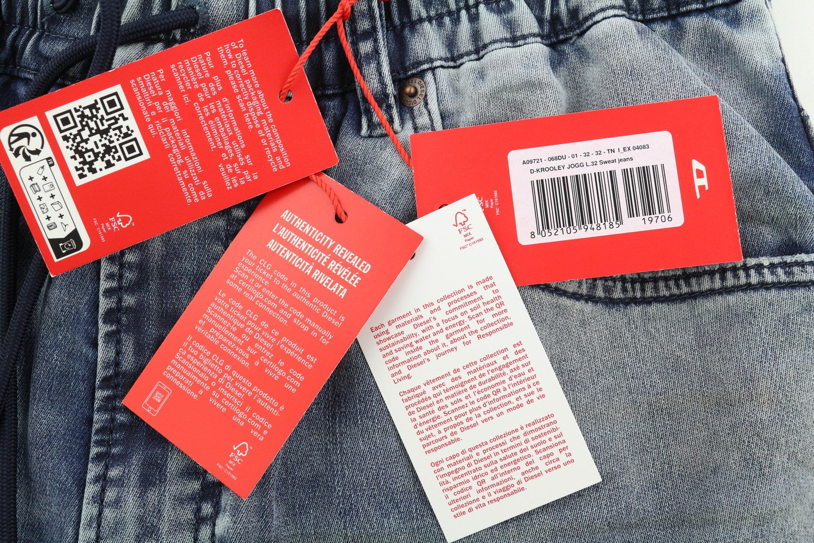 DIESEL D-Krooley Jogg 068DU Men's Jeans W32/L32 Drawstring Blue Denim RRP295