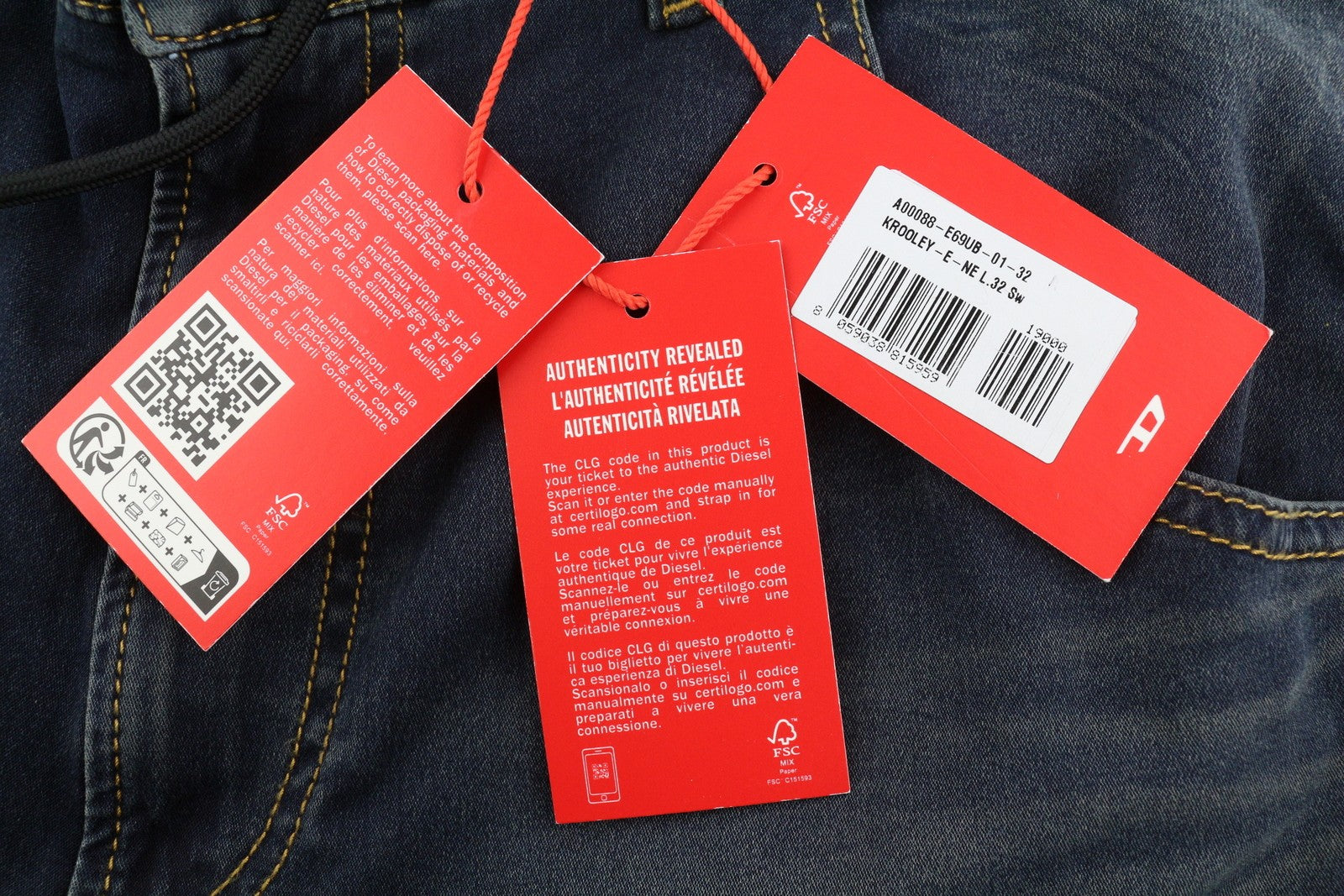 DIESEL Krooley Jogg E69UB Men's Jeans W32/L32 Slim Tapered Stretch Blue RRP295