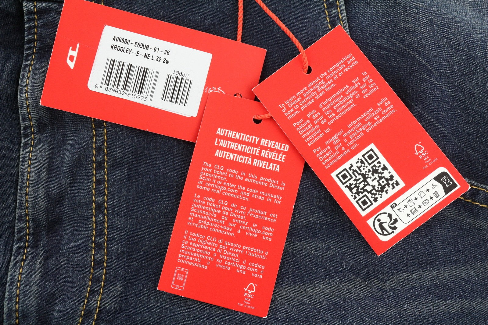 DIESEL Krooley Jogg E69UB Men Jeans W36/L32 Tapered Stretch Blue Washed RRP295