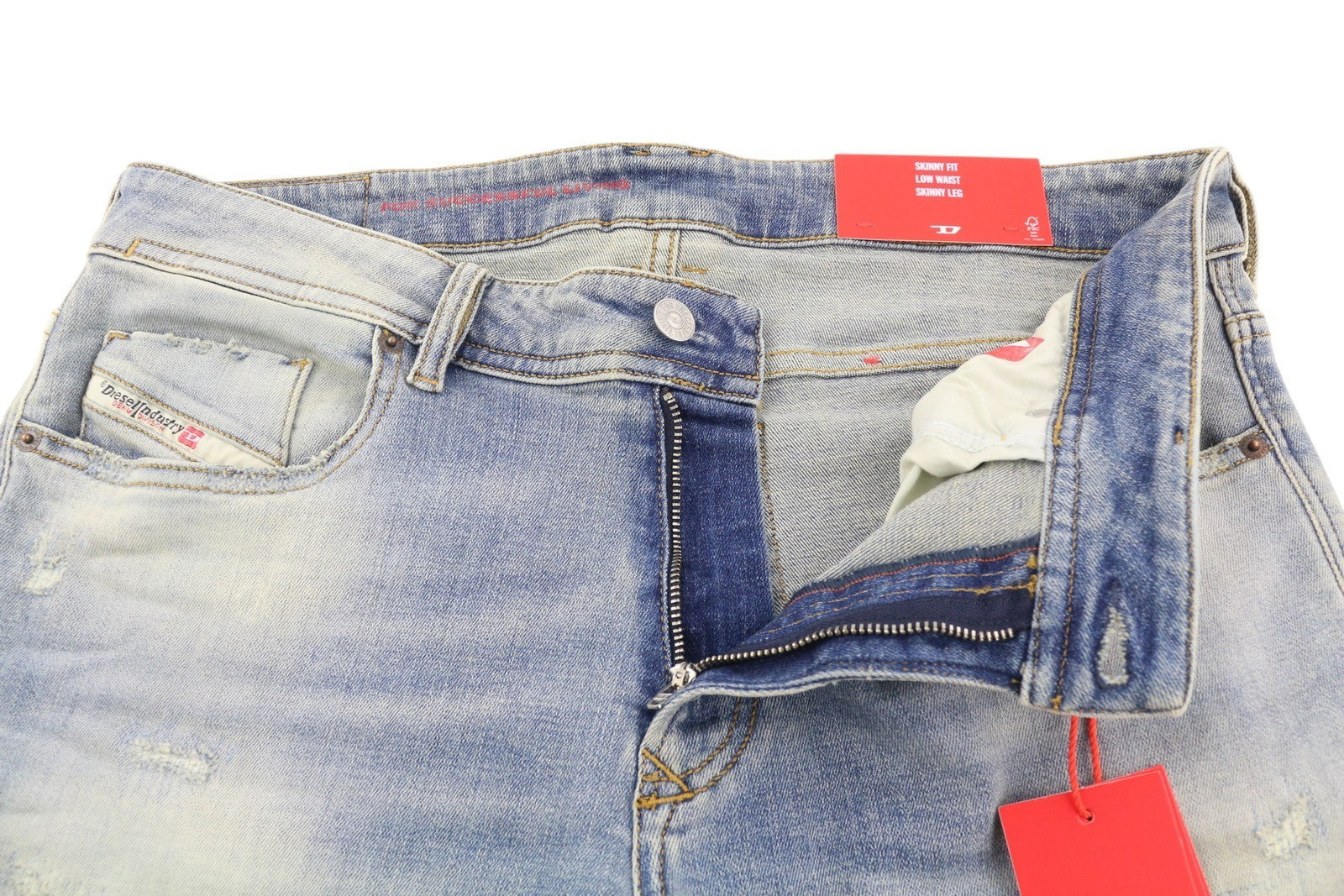 DIESEL 1979 Sleenker E9C01 Men's Jeans W34/L30 Skinny Low Blue Washed RRP275