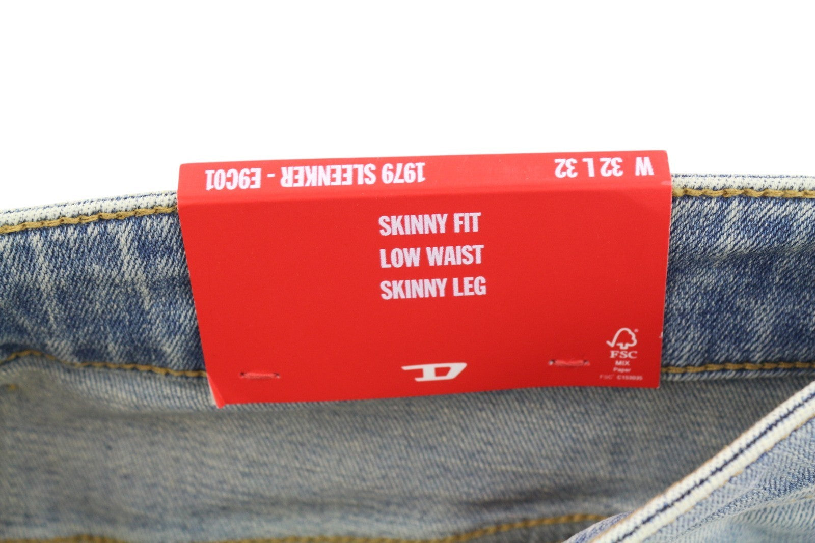 DIESEL 1979 Sleenker E9C01 Men's Jeans W32/L32 Skinny Distress Blue Low RRP275