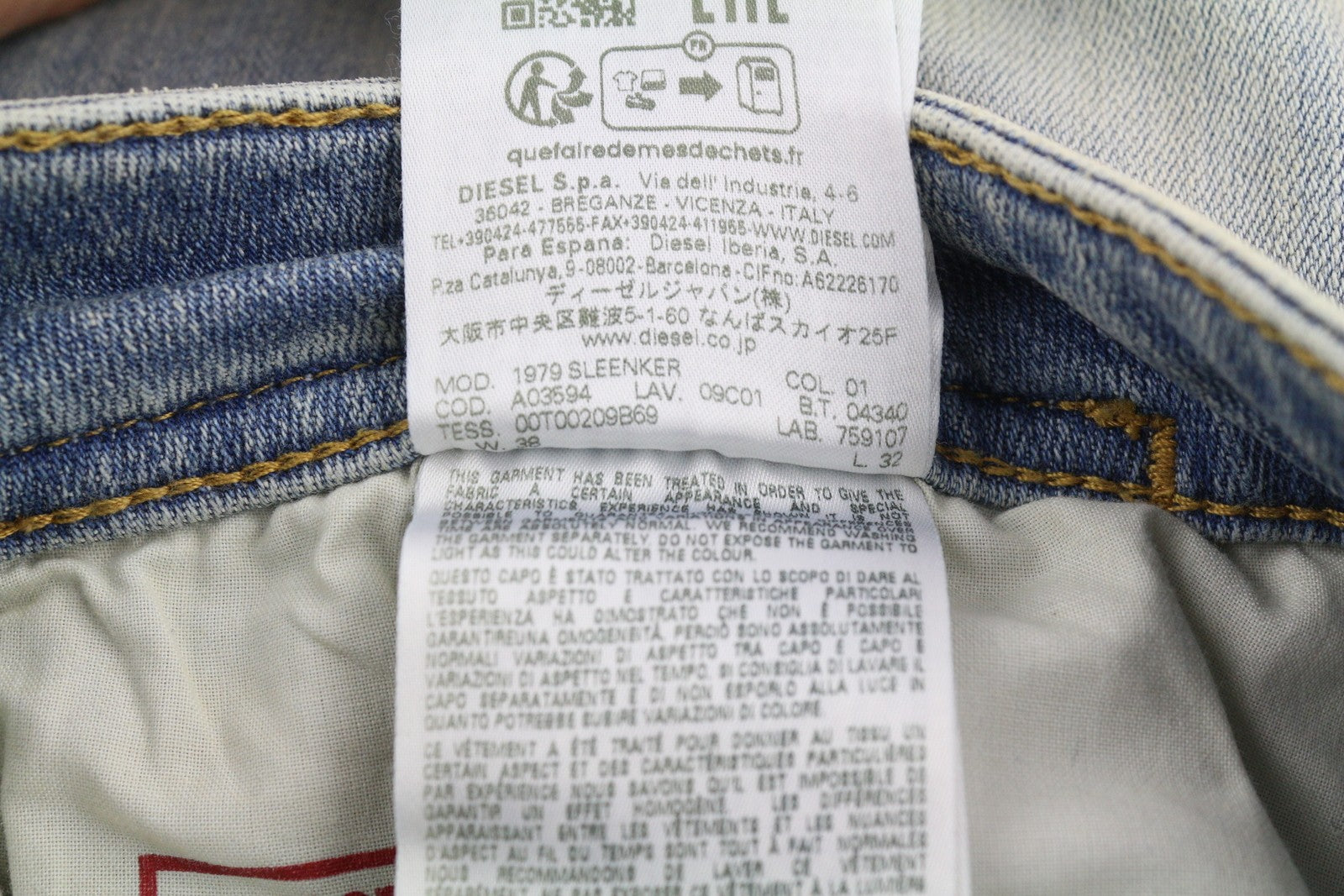 DIESEL 1979 Sleenker E9C01 Men's Jeans W34/L32 Skinny Fit Distress Blue RRP275