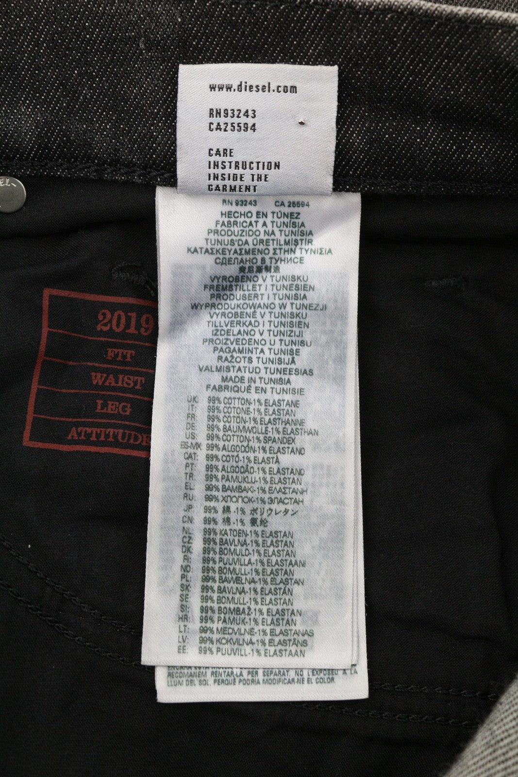 DIESEL 2019 D-Strukt 09H51 Men Jeans W32/L32 Slim Washed Black Distress RRP250