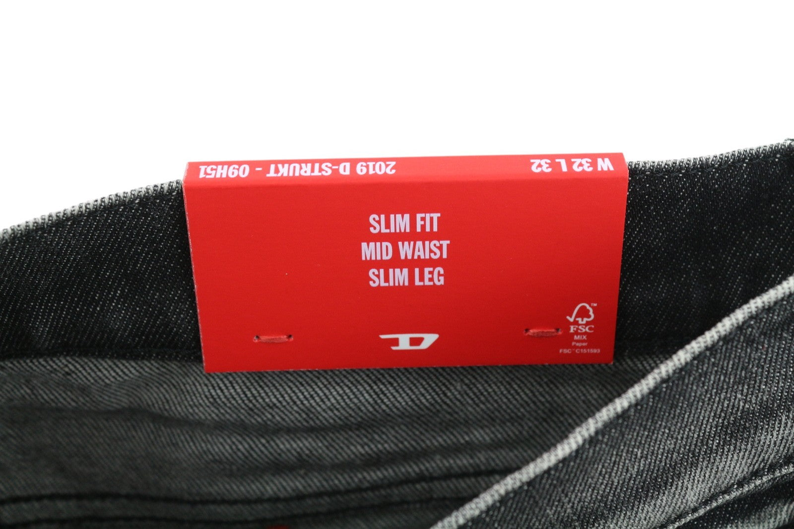 DIESEL 2019 D-Strukt 09H51 Men Jeans W32/L32 Slim Washed Black Distress RRP250