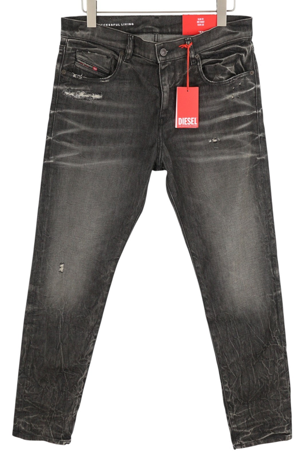 DIESEL 2019 D-Strukt 09H51 Men's Jeans W36/L32 Slim Black Distressed RRP250