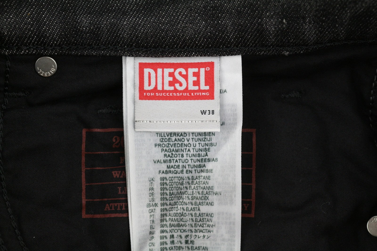 DIESEL 2019 D-Strukt 09H51 Men Jeans W38/L32 Slim Black Distress Washed RRP250