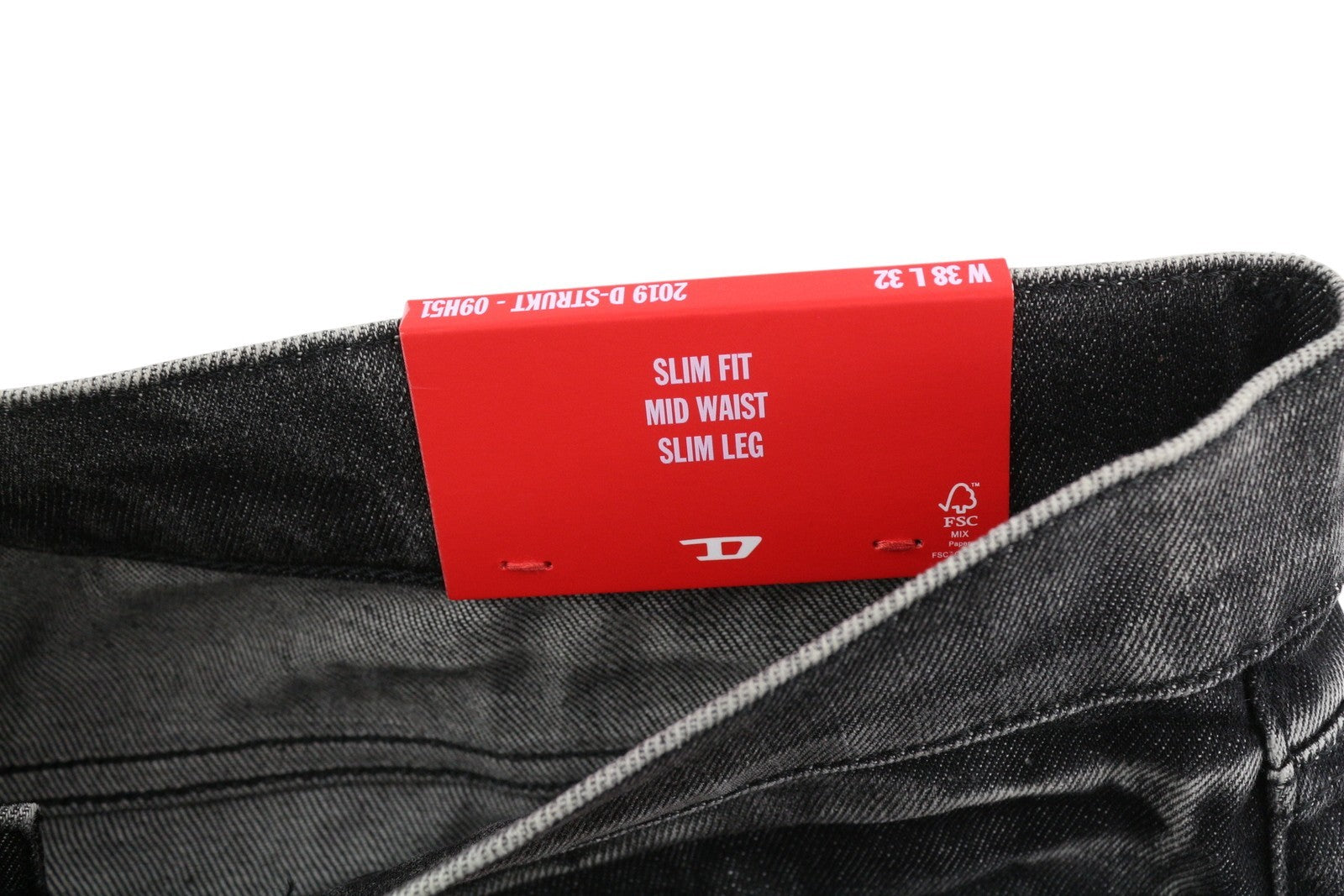 DIESEL 2019 D-Strukt 09H51 Men Jeans W38/L32 Slim Black Distress Washed RRP250