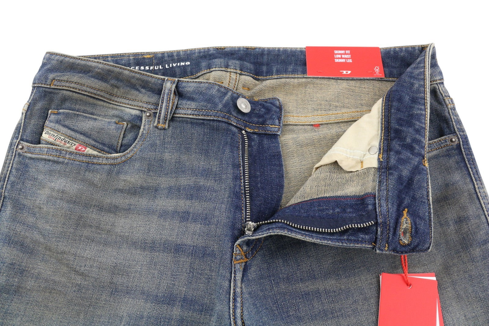 DIESEL 1979 Sleenker 09H69 Men Jeans W34/L32 Skinny Low Waist Blue Denim RRP225