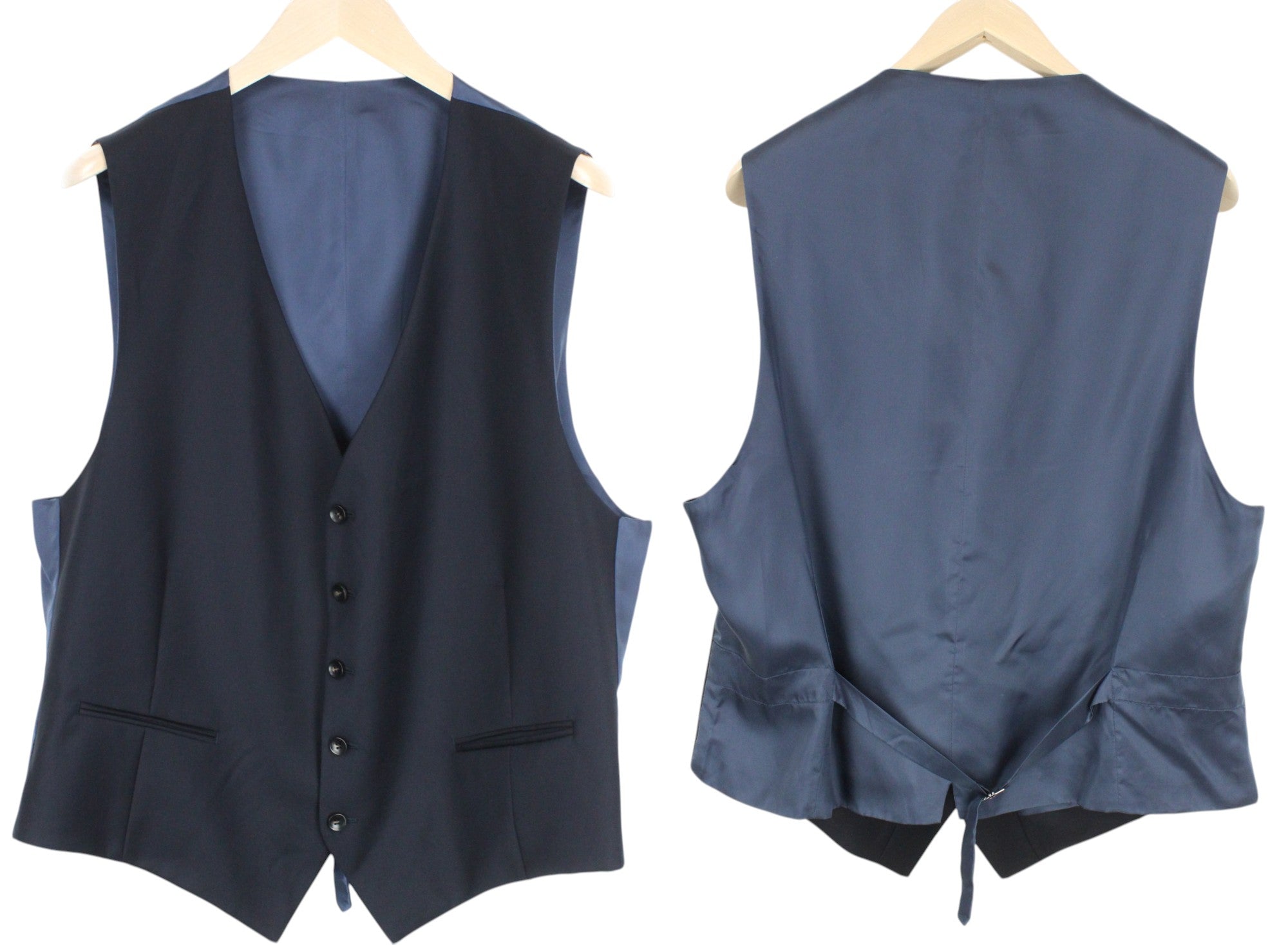 SUITSUPPLY La Spalla Men's UK50L Dark Blue Classic Lined Pure Wool 3 Piece Suit