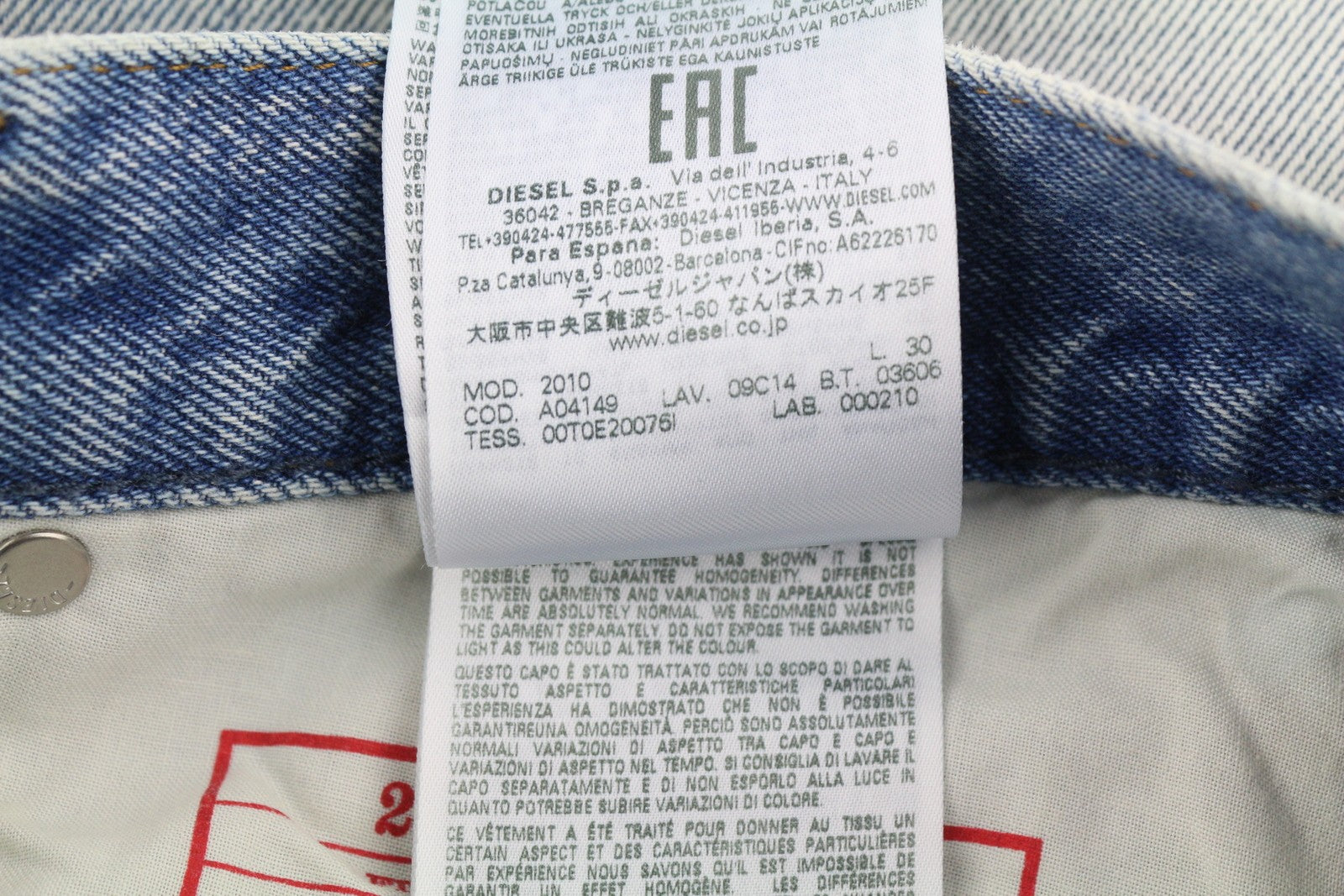 DIESEL 2010 09C14 Men's Jeans W34/L30 Loose Straight Washed Blue Denim RRP250