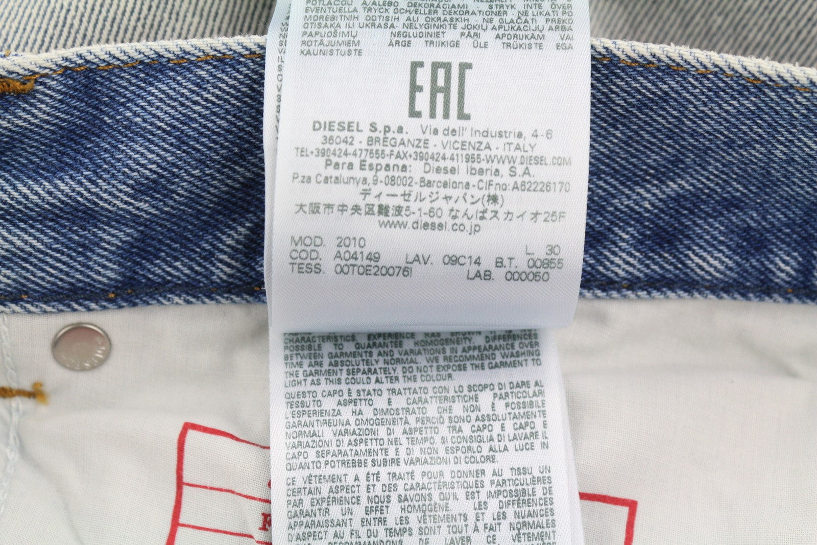 DIESEL 2010 09C14 Men's Jeans W32/L30 Loose Straight Blue Washed Denim RRP250