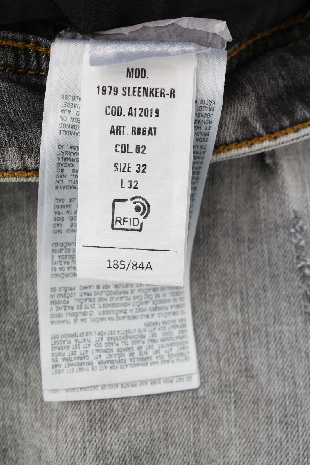 DIESEL 1979 Sleenker R86AT Men's Jeans W32/L32 Skinny Distressed Grey RRP225