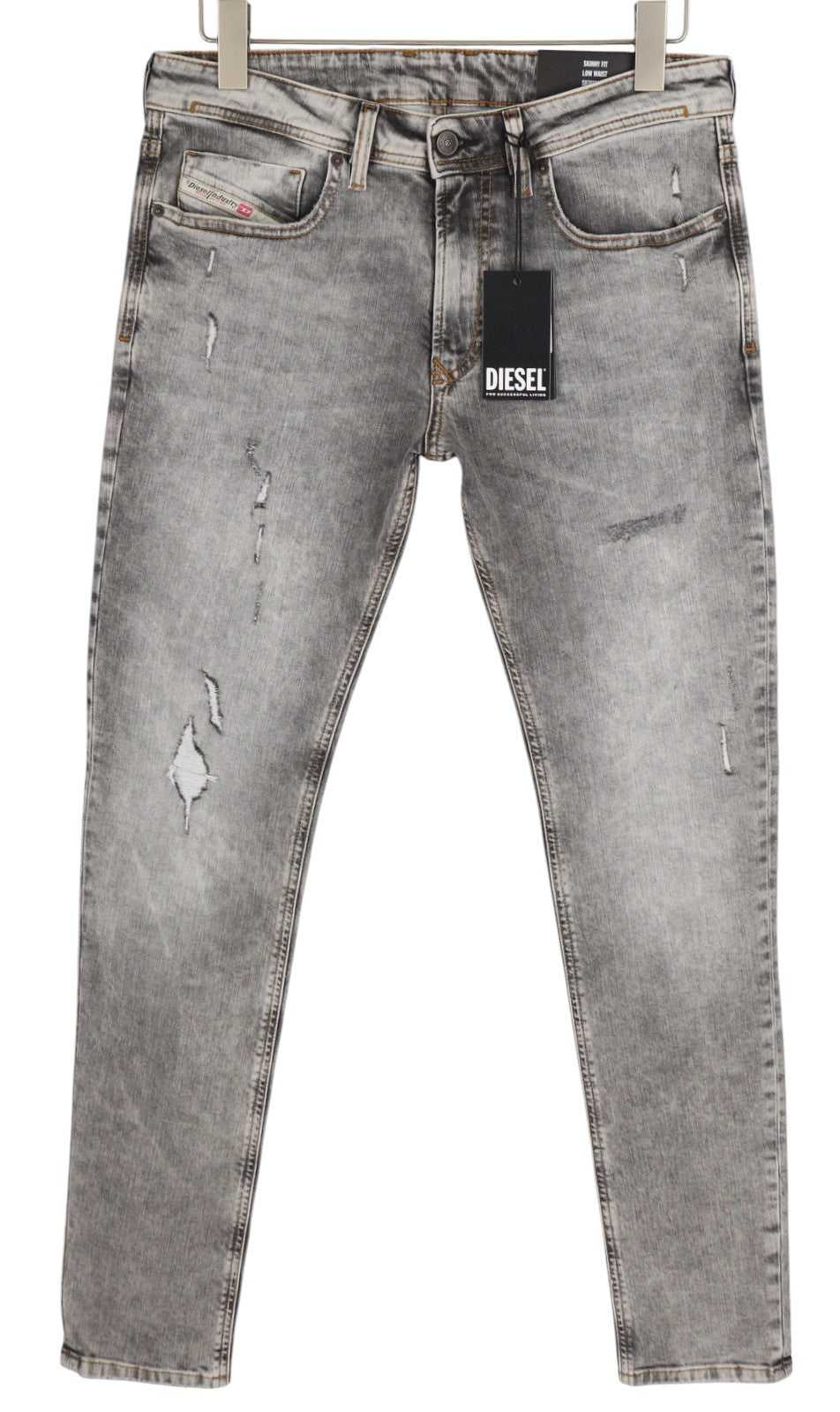 DIESEL 1979 Sleenker R86AT Men's Jeans W32/L32 Skinny Distressed Grey RRP225