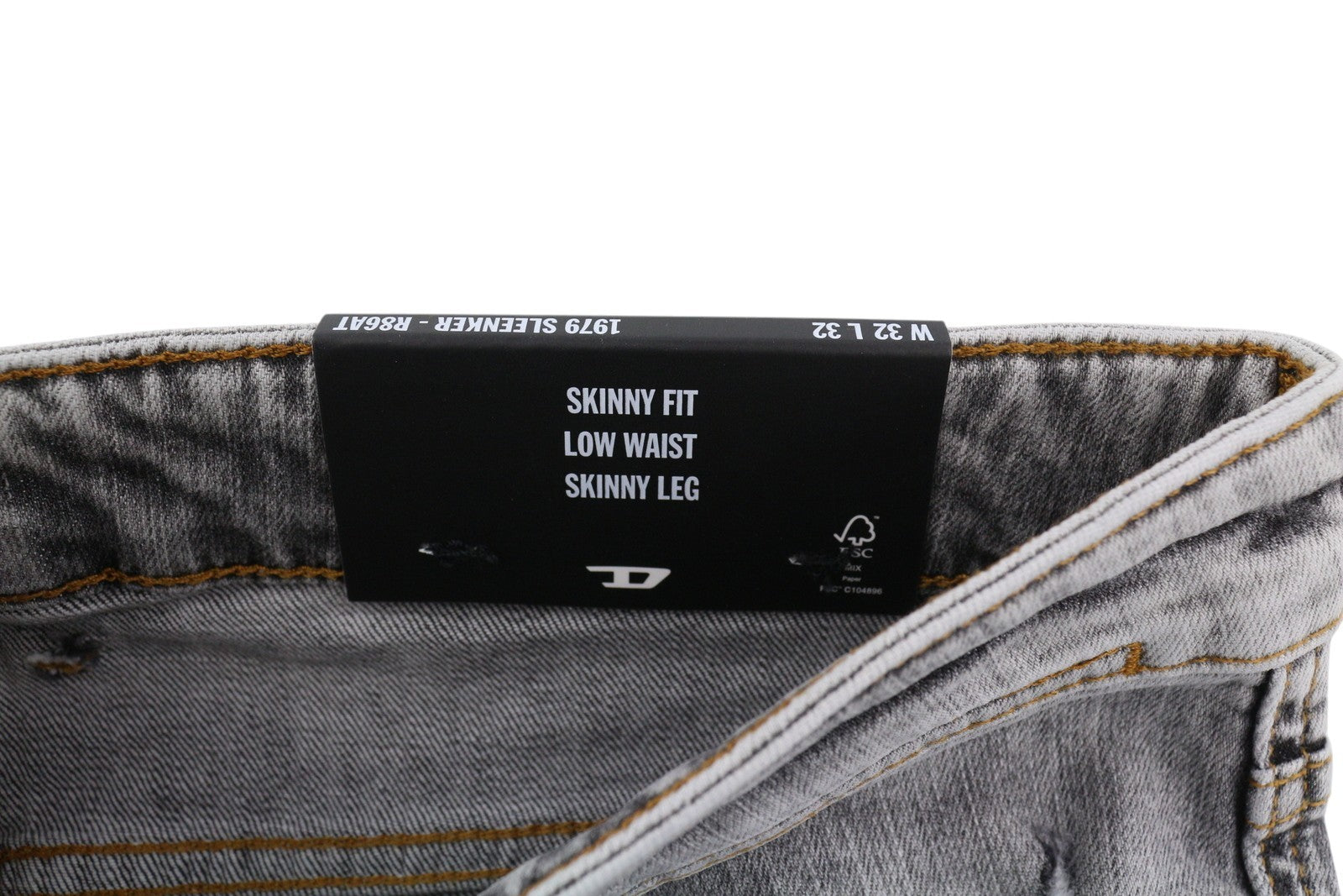 DIESEL 1979 Sleenker R86AT Men's Jeans W32/L32 Skinny Distressed Grey RRP225