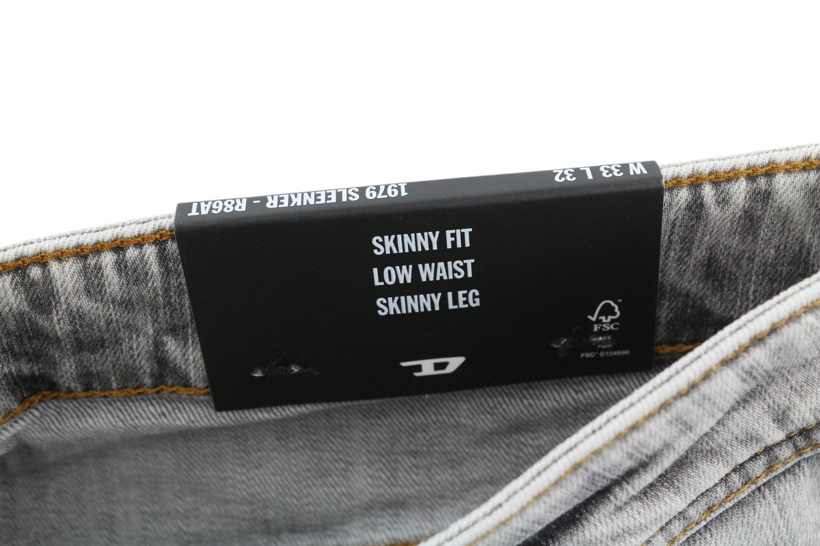 DIESEL 1979 Sleenker R86AT Men Jeans W33/L32 Skinny Grey Distressed Low RRP225