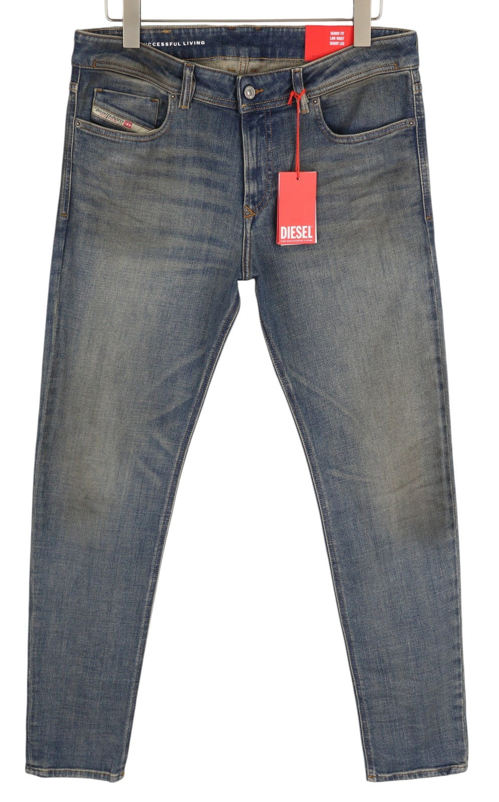 DIESEL 1979 Sleenker 09H69 Men's W36/L32 Skinny Low Rise Zip Blue Denim RRP225