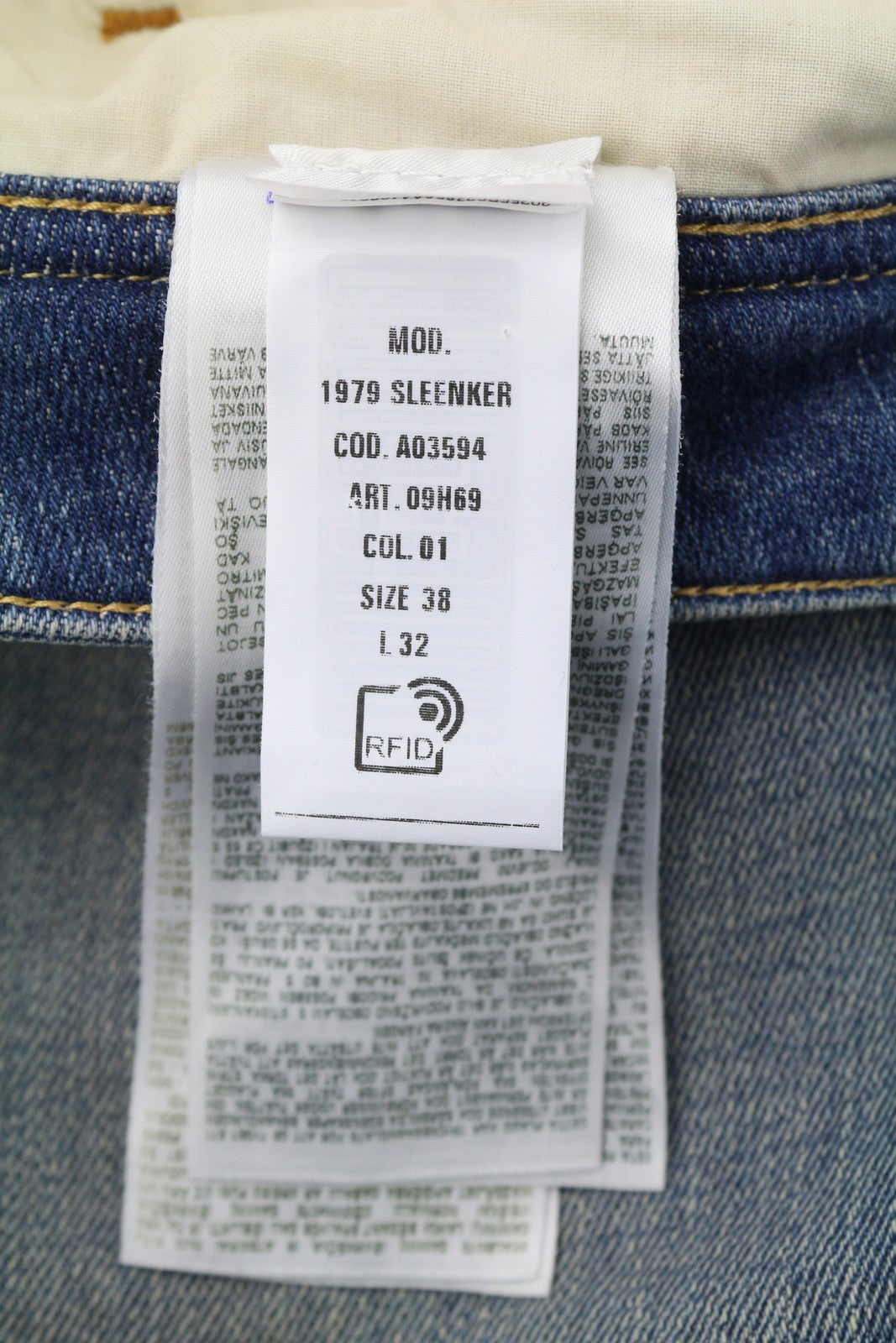 DIESEL 1979 Sleenker 09H69 Men's W38/L32 Skinny Low Rise Zip Blue Denim RRP225