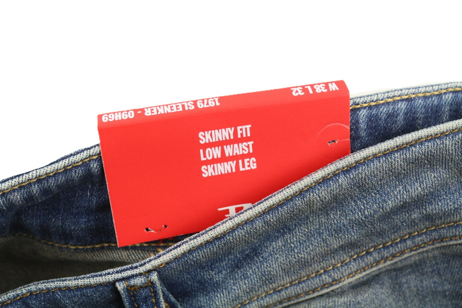 DIESEL 1979 Sleenker 09H69 Men's W38/L32 Skinny Low Rise Zip Blue Denim RRP225