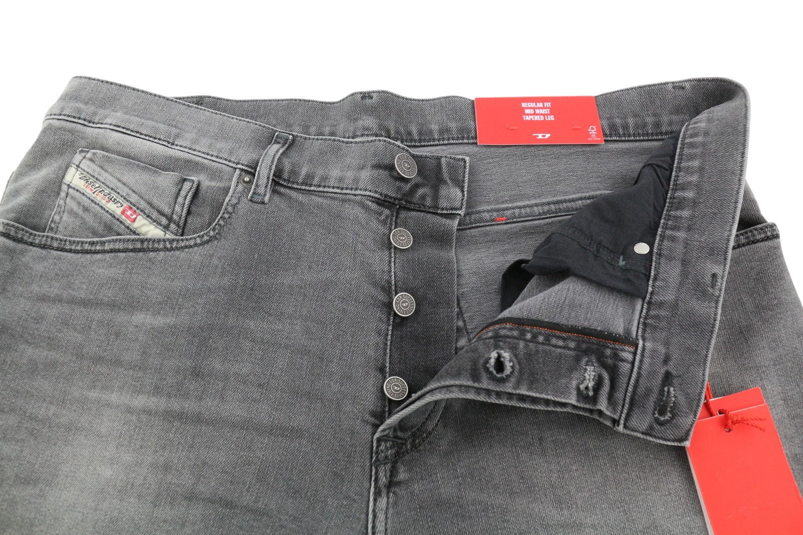 DIESEL 2005 D-Fining 09D50 Men's W34/L32 Grey Denim Regular Buttoned Fit