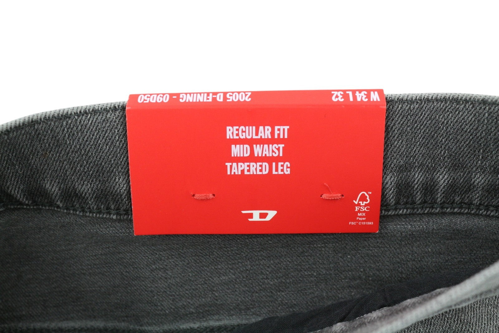 DIESEL 2005 D-Fining 09D50 Men's W34/L32 Grey Denim Regular Buttoned Fit