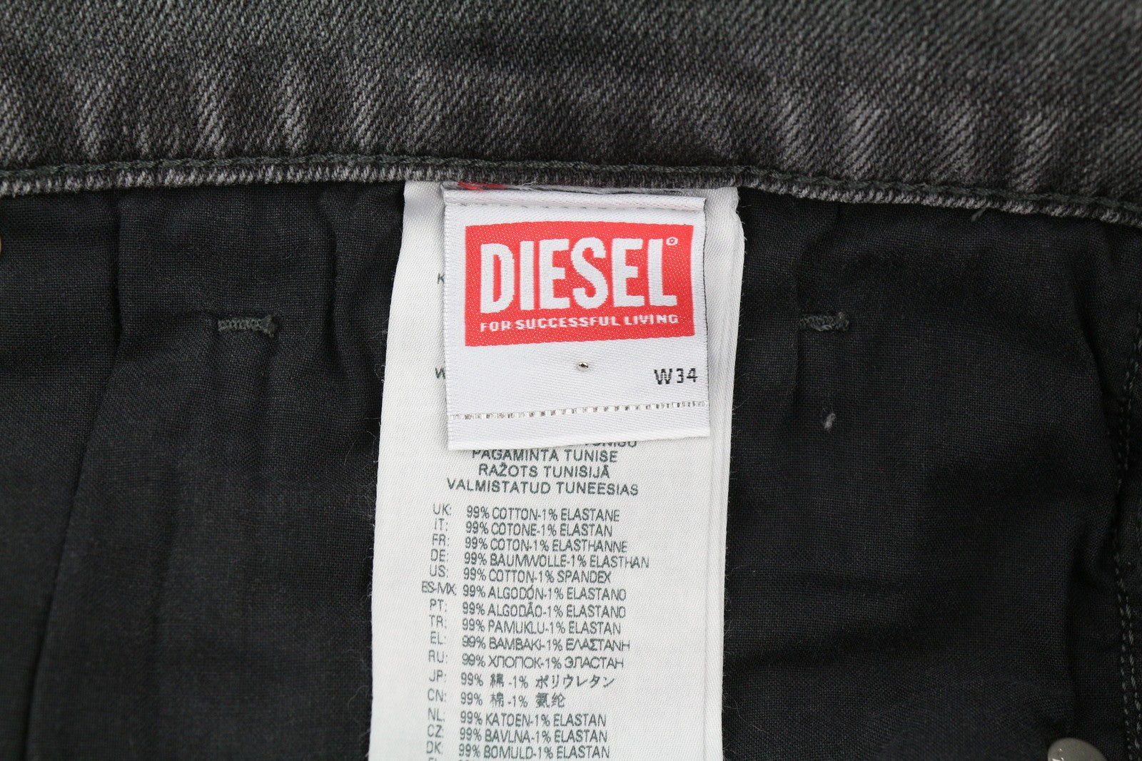 DIESEL 2005 D-Fining 09D50 Men's W34/L32 Grey Denim Regular Buttoned Fit