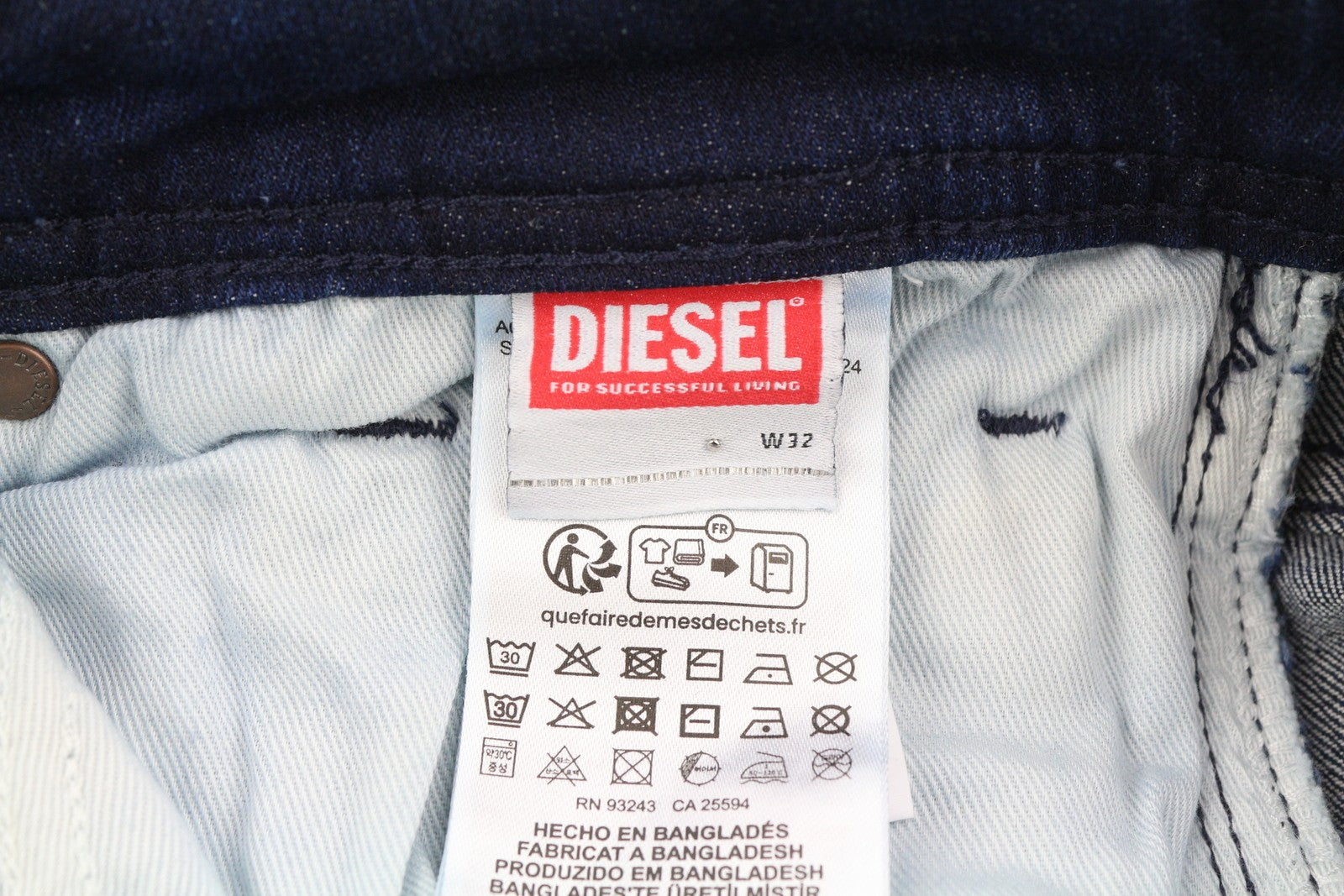 DIESEL 1985 Larkee RB067 Men's W32/L32 Straight Washed Blue Button Jeans