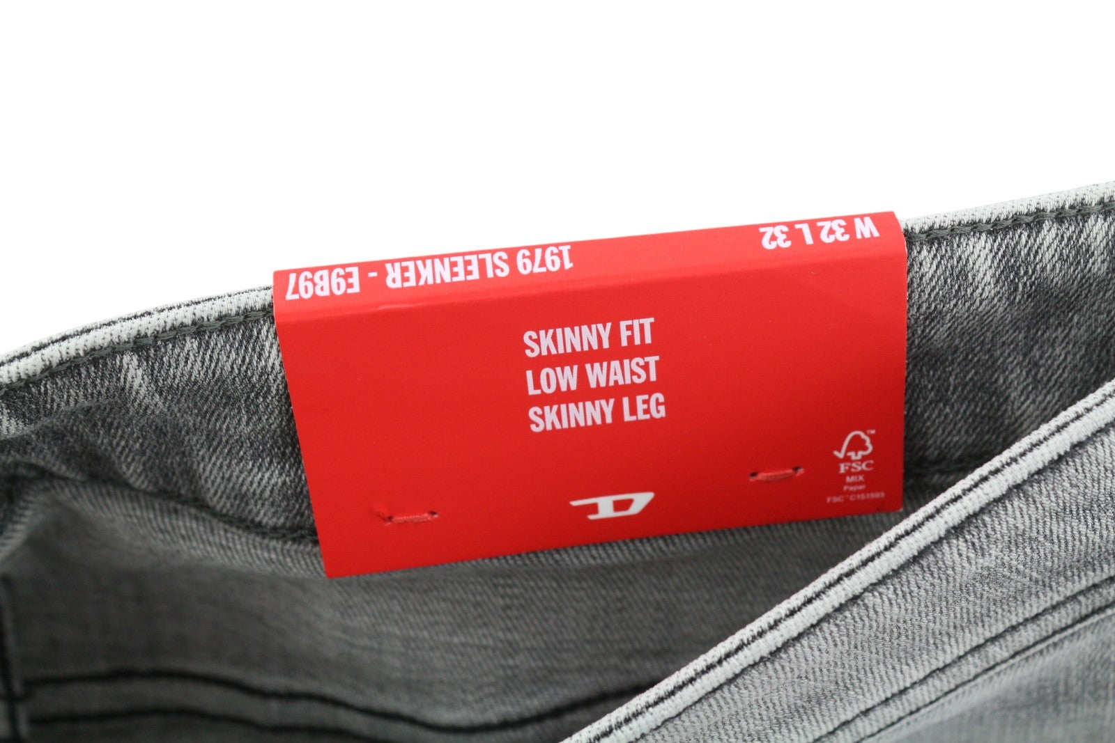 DIESEL 1979 Sleenker E9B97 Men's W32/L32 Skinny Low Rise Grey Distressed RRP250