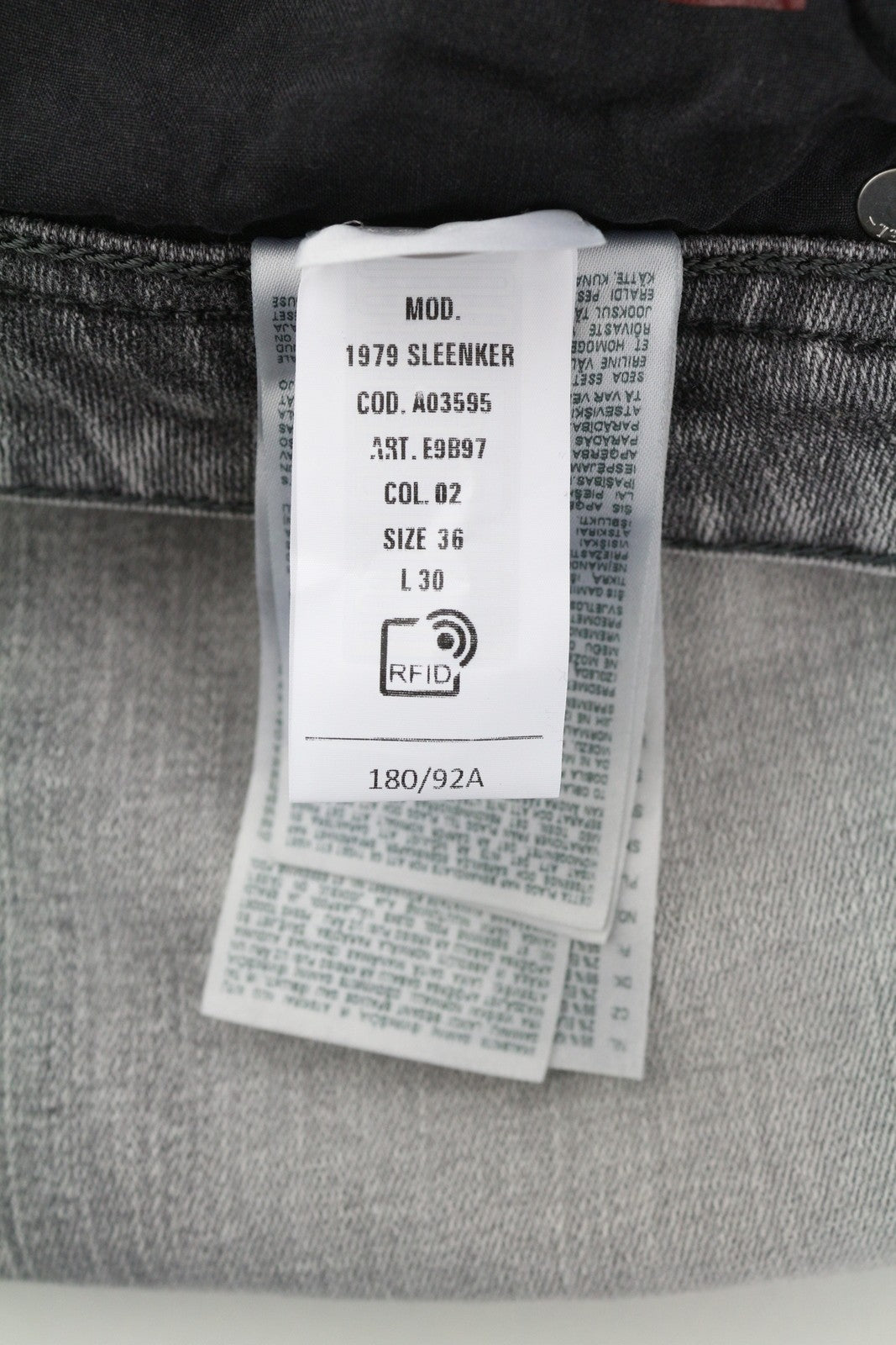 DIESEL 1979 Sleenker E9B97 Men's W36/L30 Skinny Grey Low Rise Distress RRP250