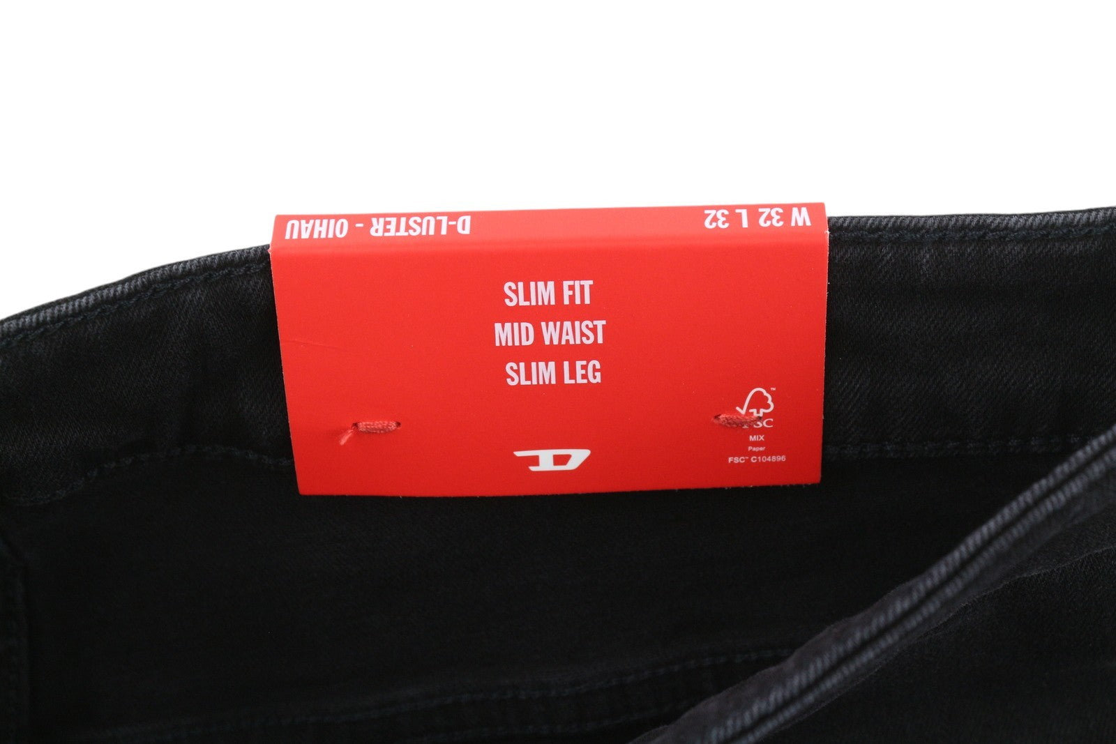 DIESEL D-Luster 0IHAU Men's W32/L32 Slim Black Denim Washed Button Jeans