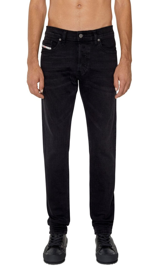 DIESEL D-Luster 0IHAU Men's W36/L32 Slim Black Washed Buttoned Denim