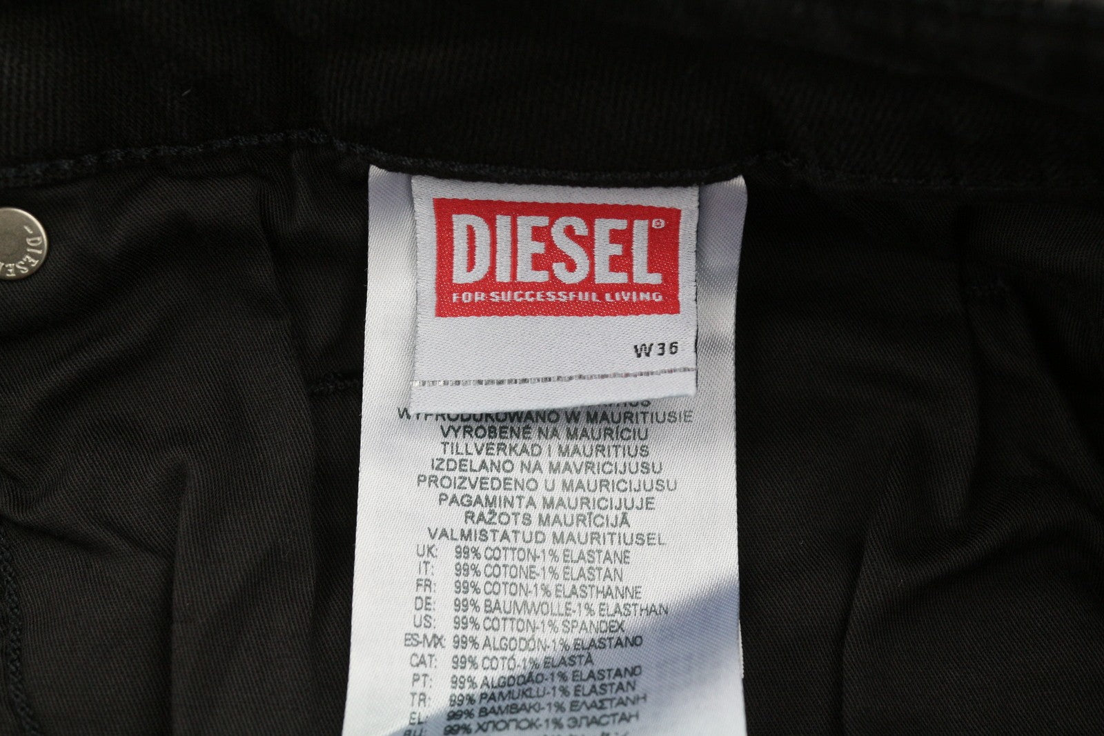 DIESEL D-Luster 0IHAU Men's W36/L32 Slim Black Washed Buttoned Denim