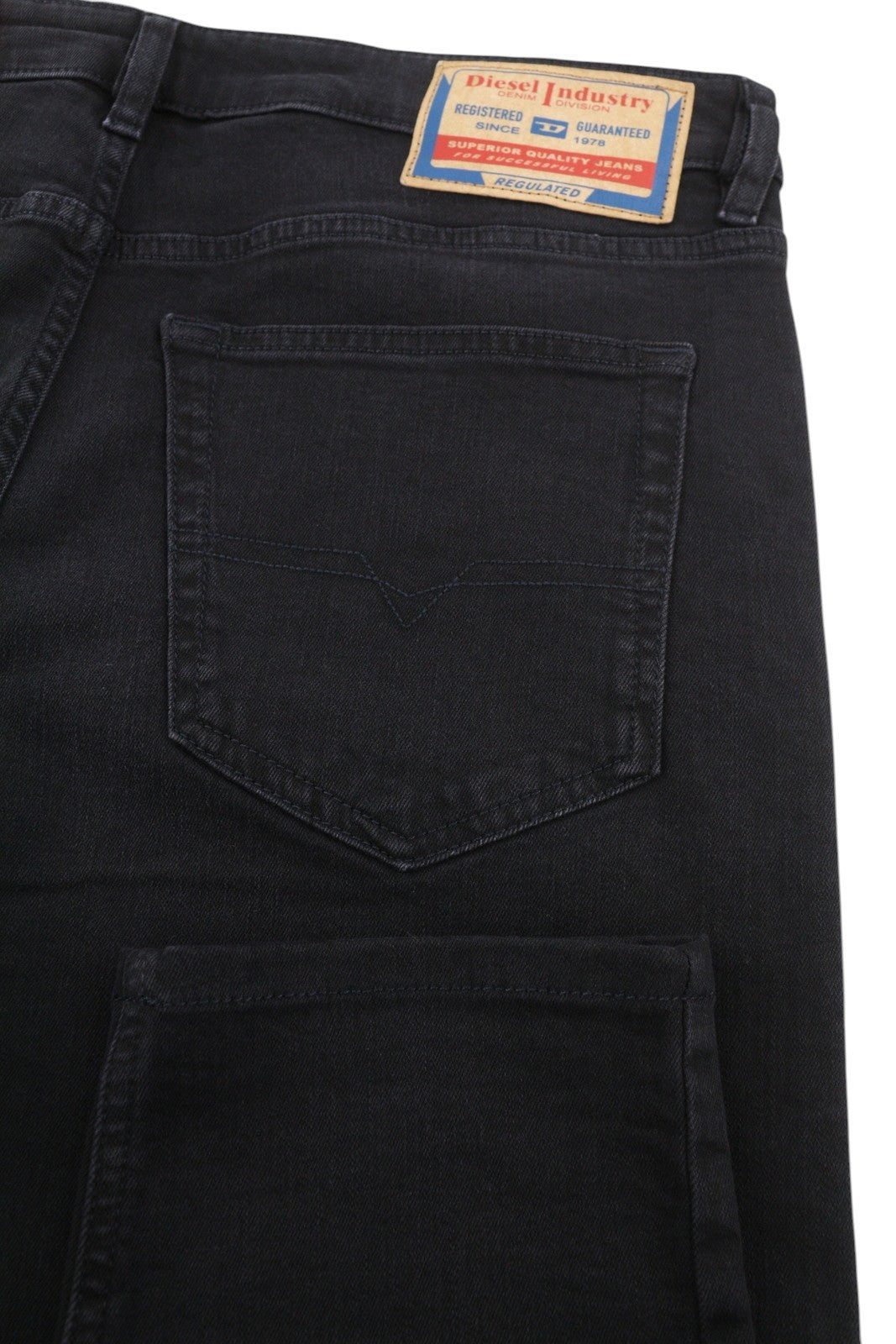 DIESEL D-Luster 0IHAU Men's W36/L32 Slim Black Washed Buttoned Denim