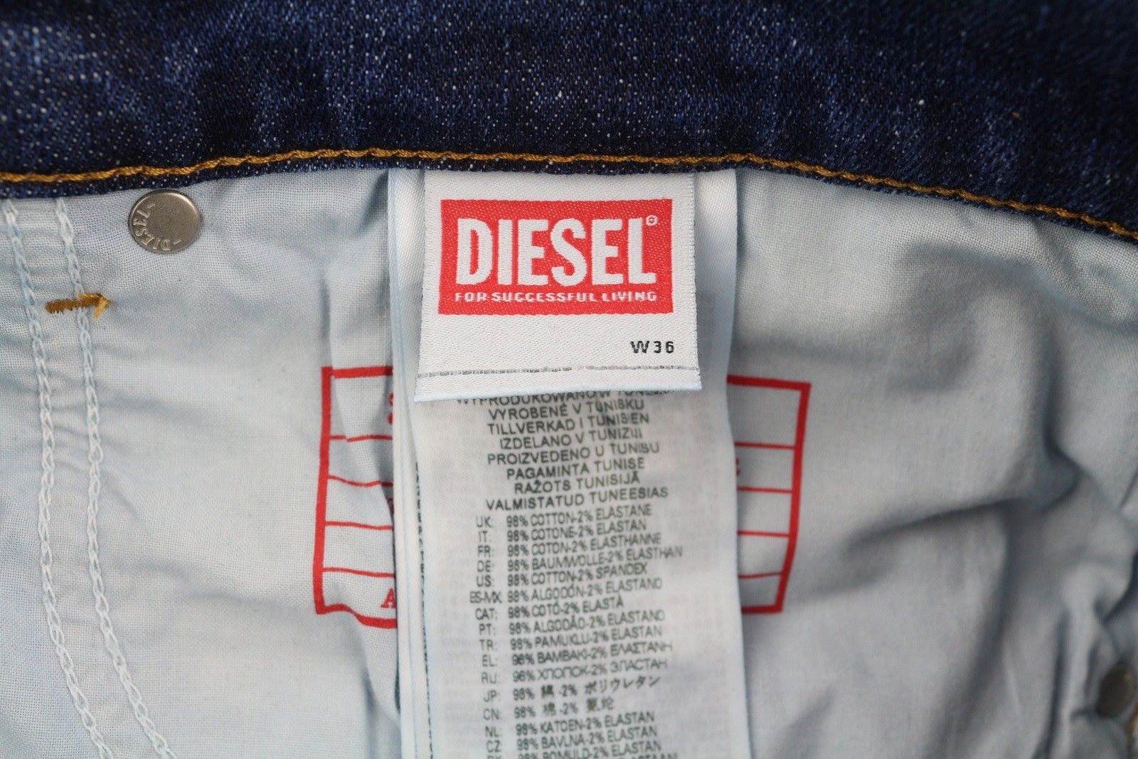DIESEL 2005 D-Fining 09E45 Men's W36/L32 Blue Washed Regular Distressed RRP175