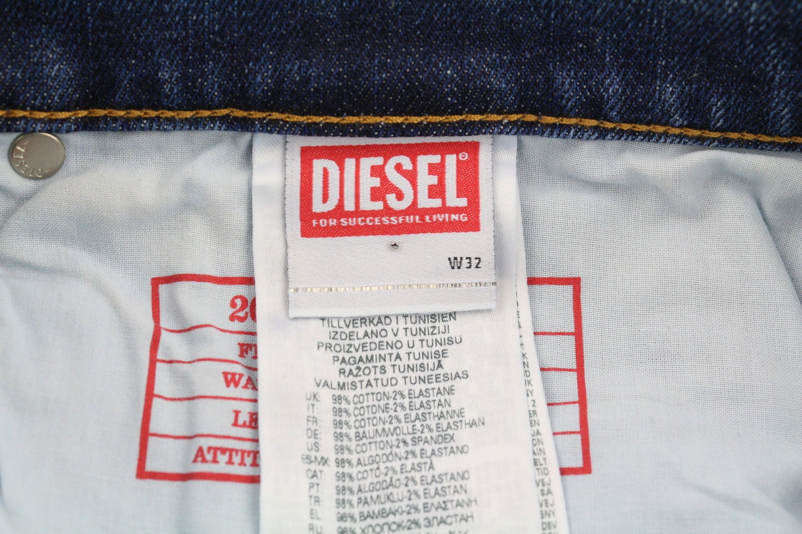 DIESEL 2005 D-Fining 09E45 Men's W32/L32 Washed Blue Regular Distressed RRP175