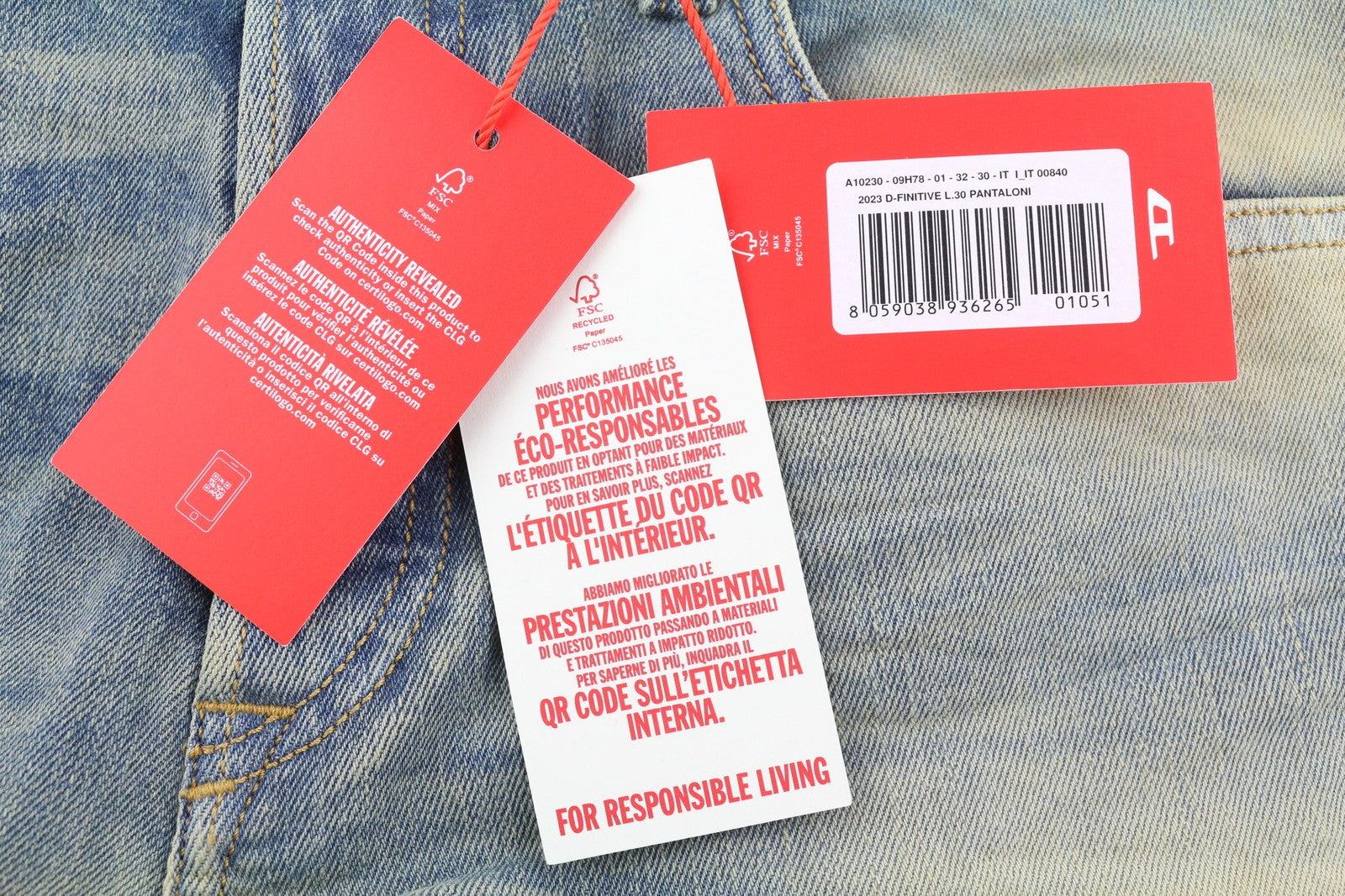 DIESEL 2023 D-Finitive 09H78 Men's W32/L30 Blue Denim Tapered Regular RRP295