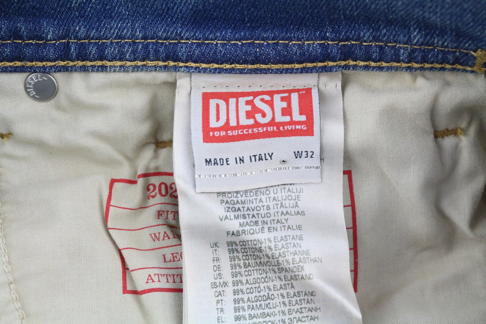 DIESEL 2023 D-Finitive 09H78 Men's W32/L30 Blue Denim Tapered Regular RRP295