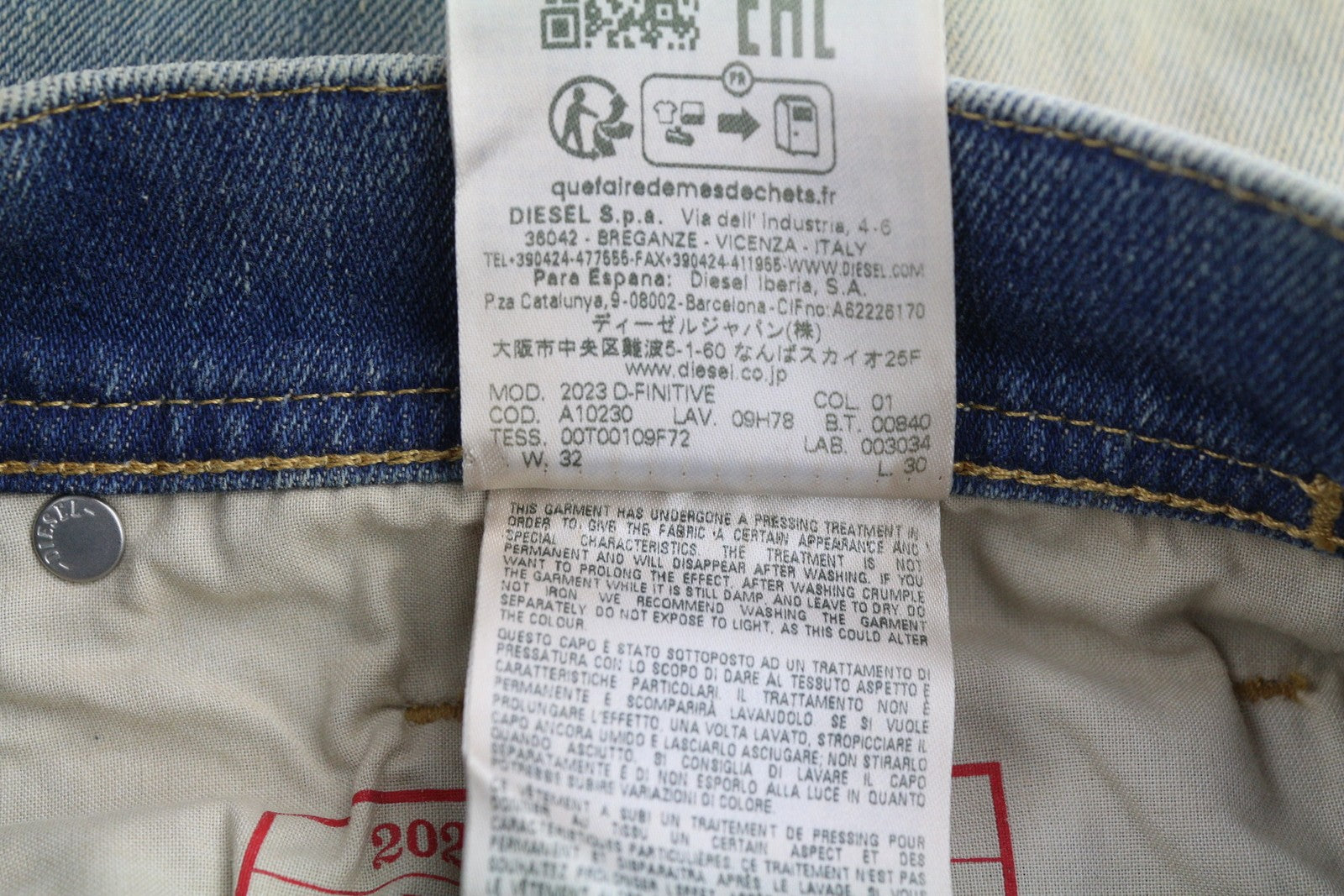 DIESEL 2023 D-Finitive 09H78 Men's W32/L30 Blue Denim Tapered Regular RRP295