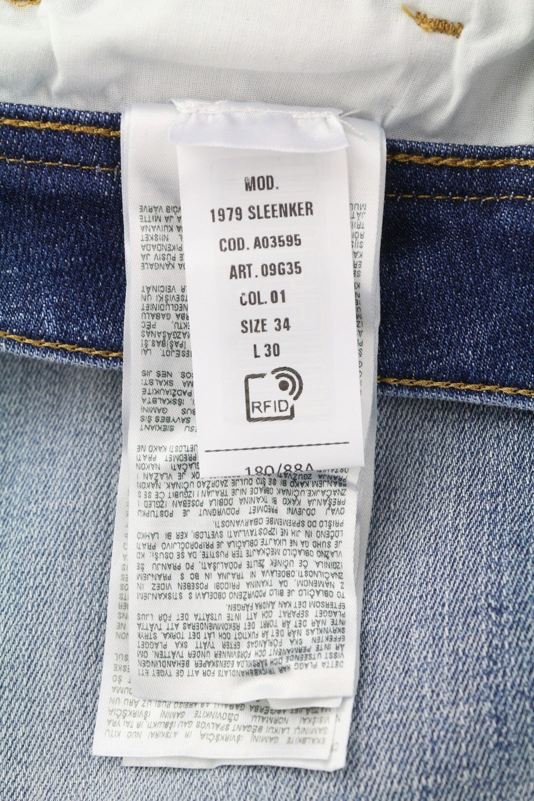 DIESEL 1979 Sleenker 09G35 Men's W34/L30 Skinny Washed Blue Low Waist RRP250