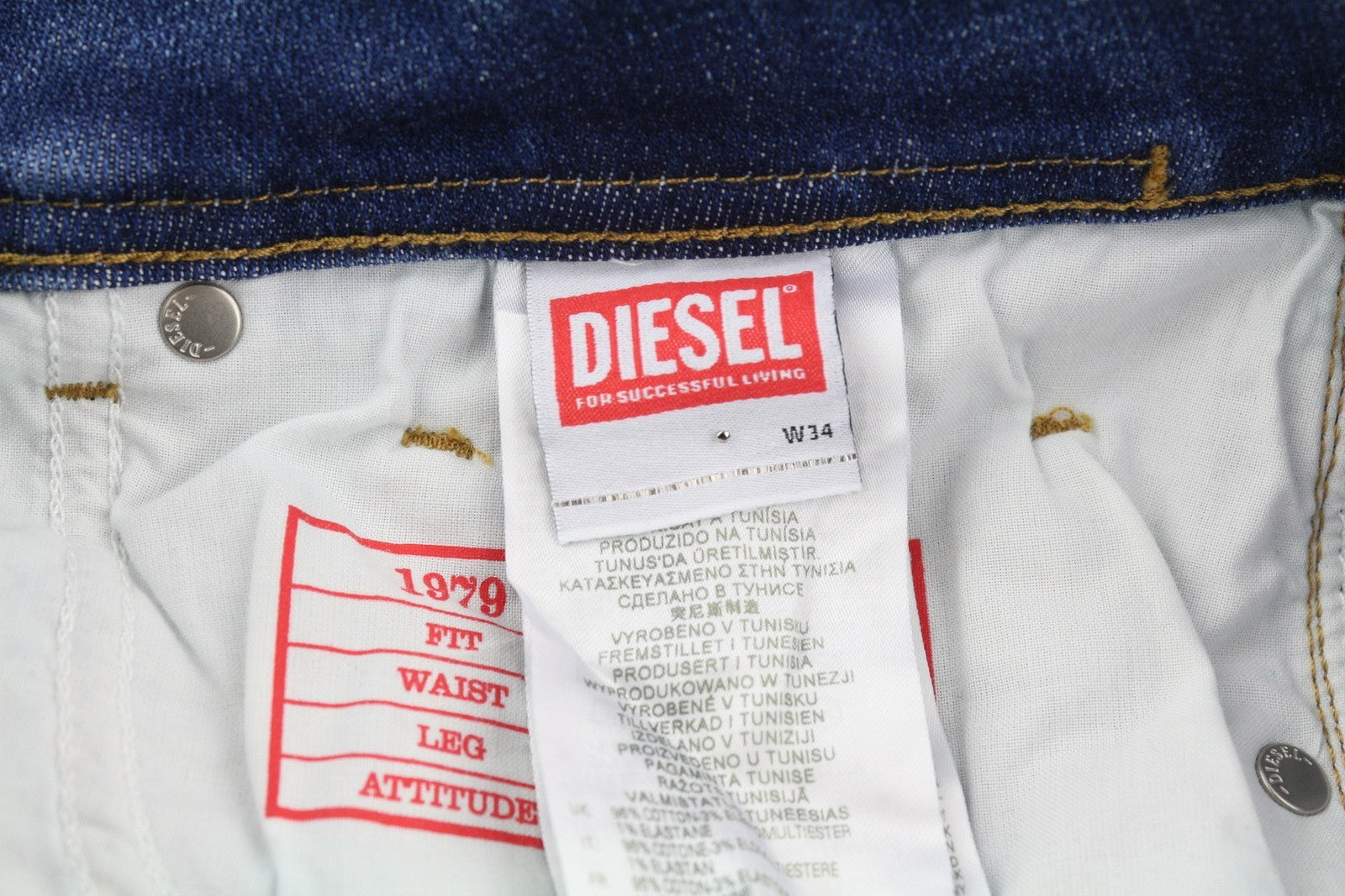 DIESEL 1979 Sleenker 09G35 Men's W34/L30 Skinny Washed Blue Low Waist RRP250