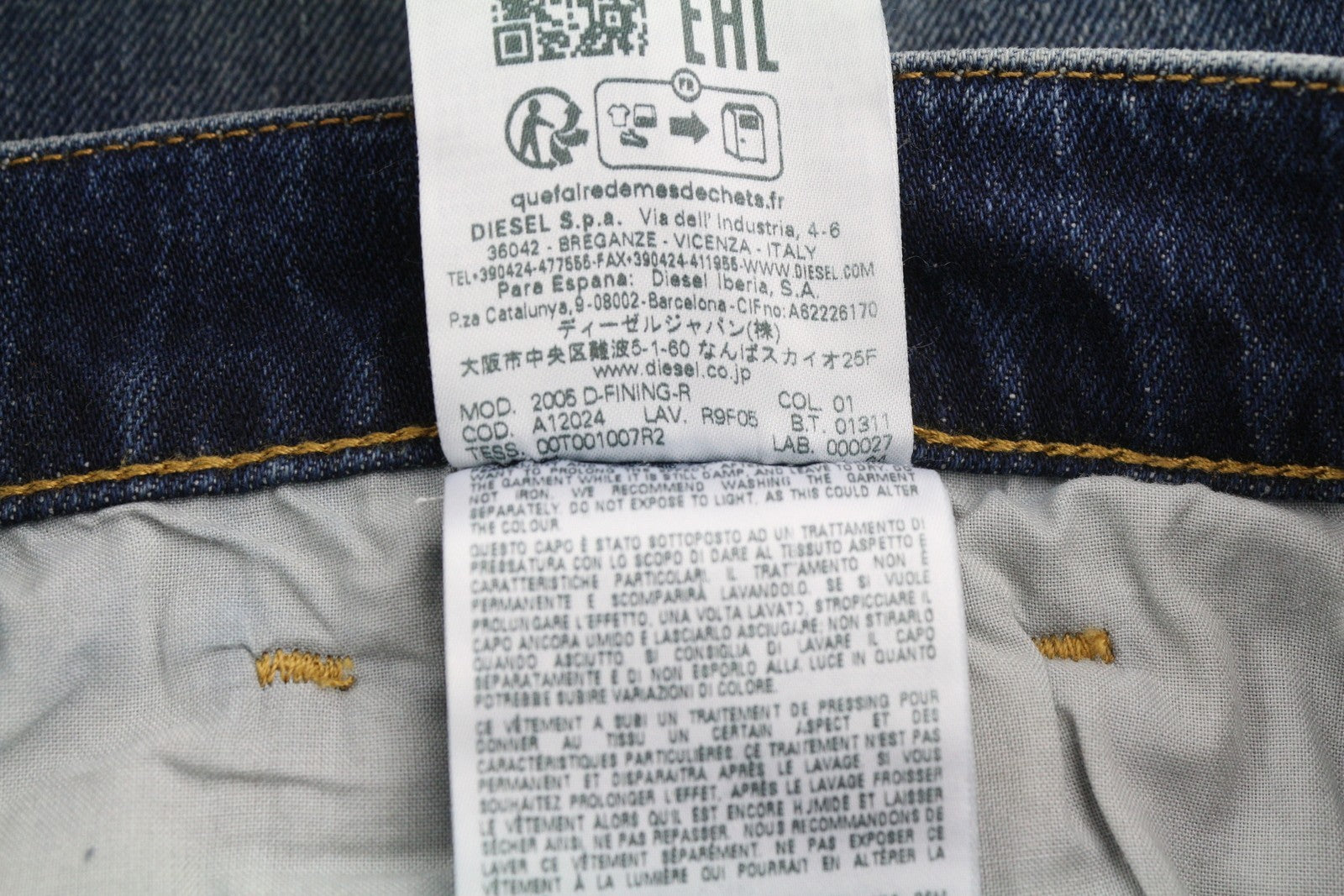 DIESEL 2005 D-Fining R9F05 Men W33/L34 Tapered Denim Distressed Regular RRP225