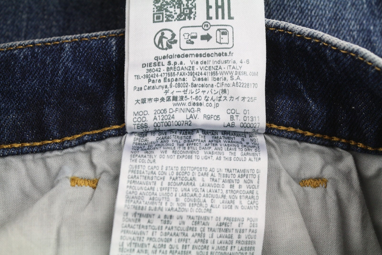 DIESEL 2005 D-Fining R9F05 Men W34/L34 Regular Tapered Washed Distressed RRP225