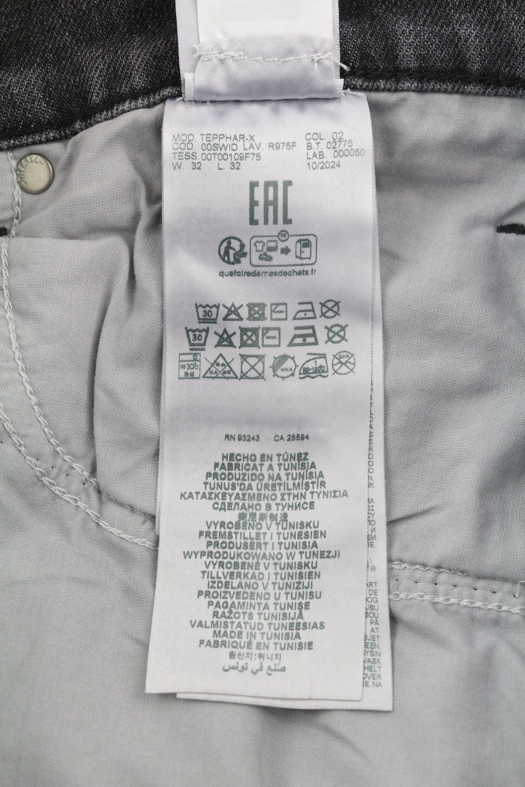 DIESEL Tepphar-X R975F Men's W33/L32 Skinny Grey Washed Button Fly Denim RRP175