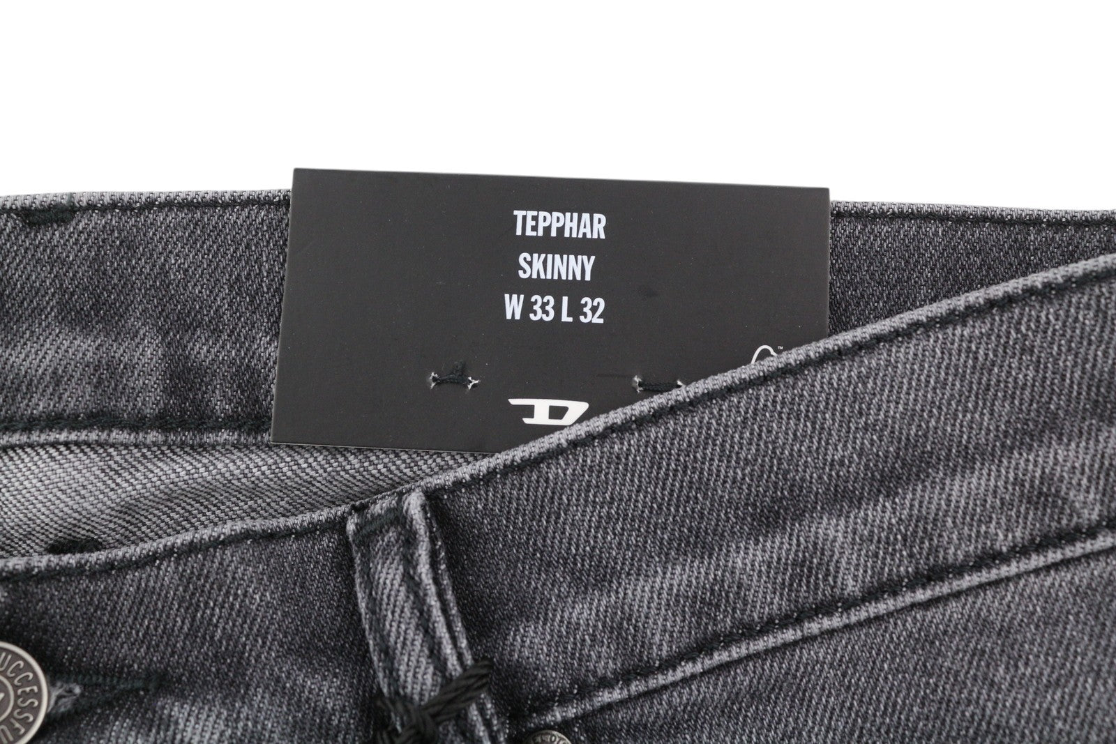DIESEL Tepphar-X R975F Men's W33/L32 Skinny Grey Washed Button Fly Denim RRP175