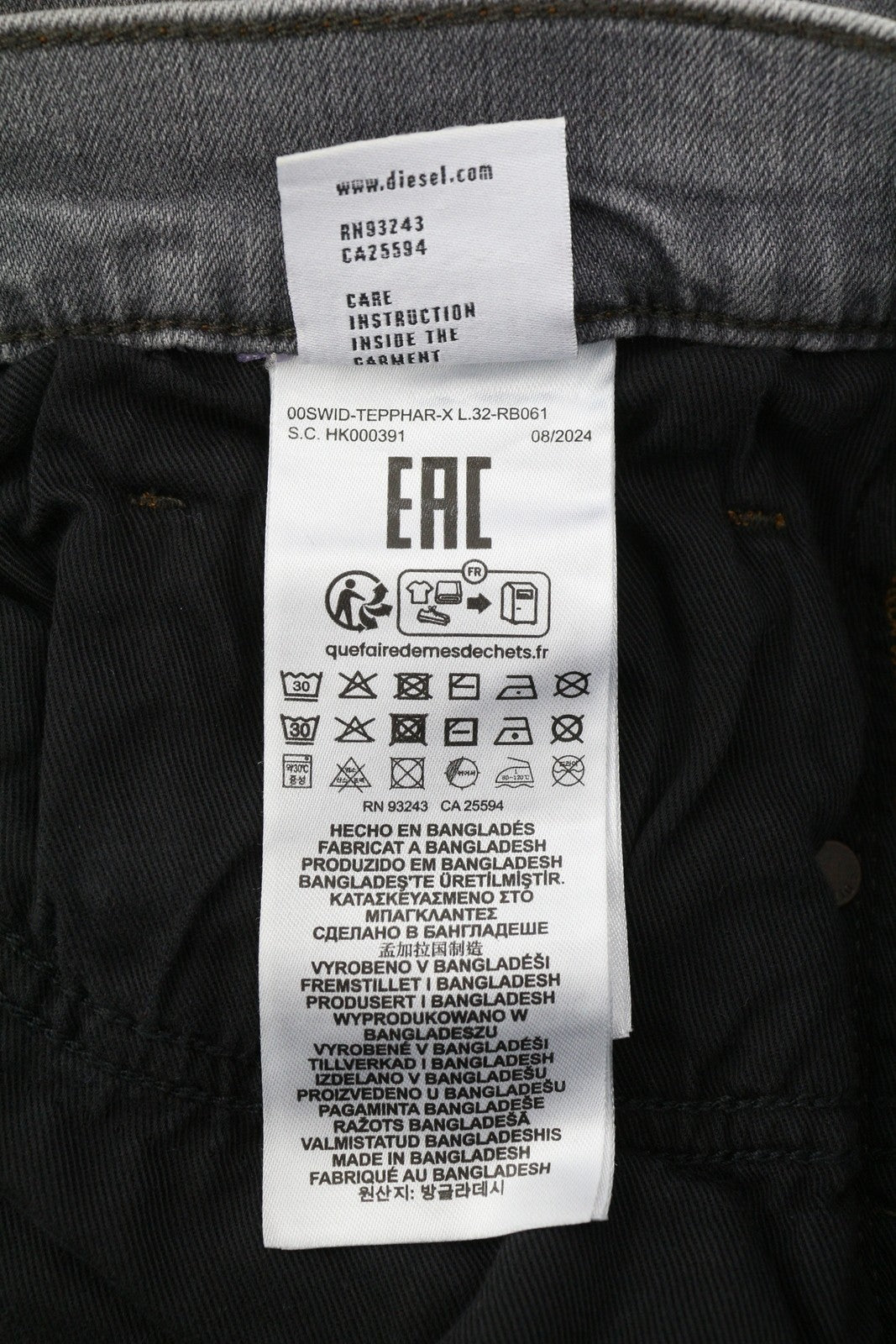 DIESEL Tepphar RB061 Men's W32/L32 Slim Grey Washed Denim Button Fly RRP175