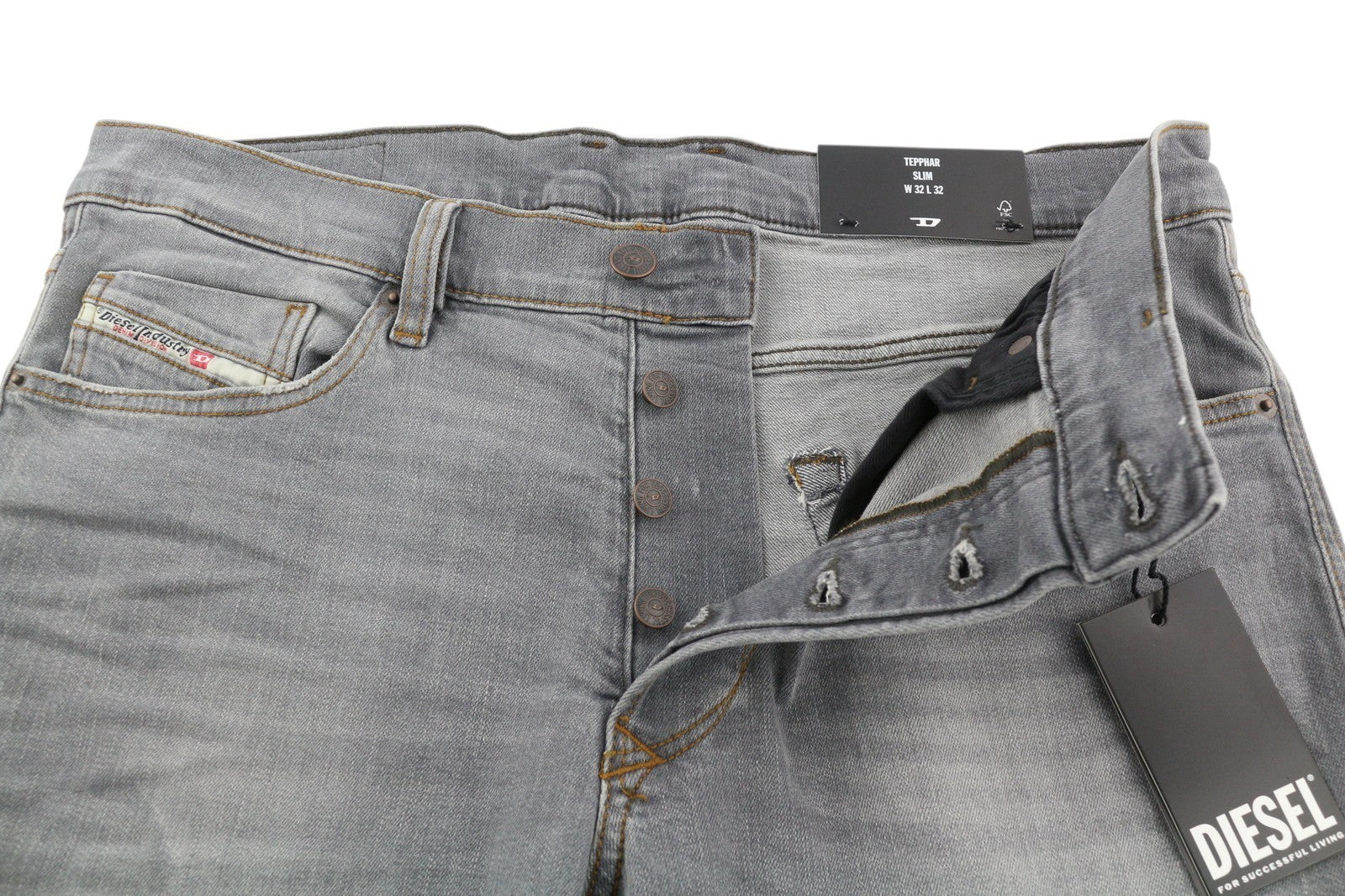 DIESEL Tepphar RB061 Men's W32/L32 Slim Grey Washed Denim Button Fly RRP175
