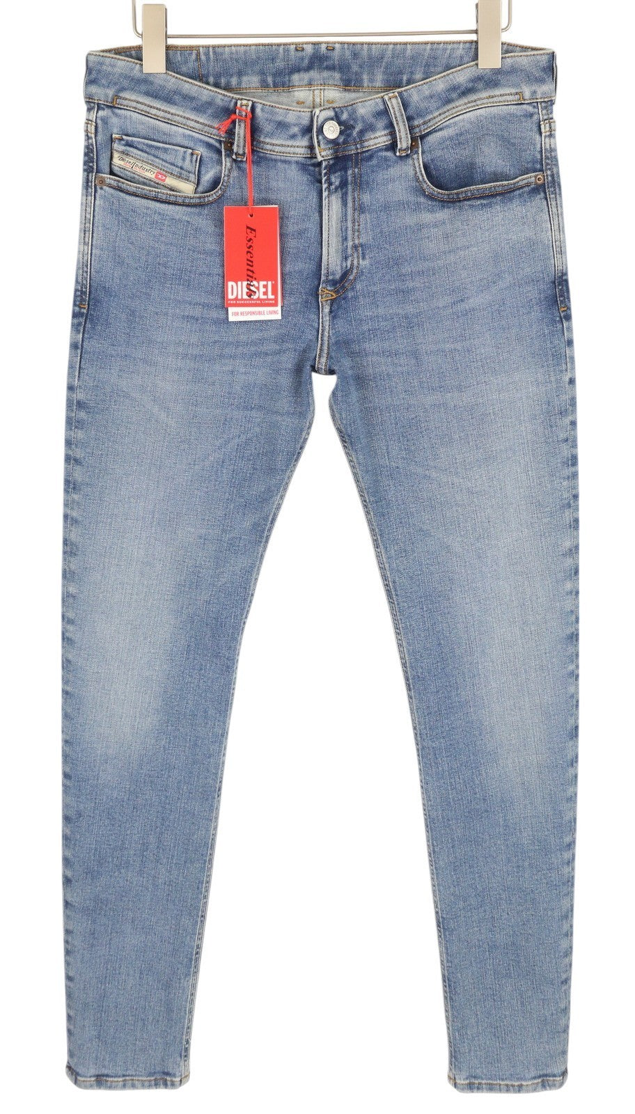 DIESEL Sleenker-Z 09C01 Men's W32/L32 Skinny Washed Blue Zip Fly Denim RRP195