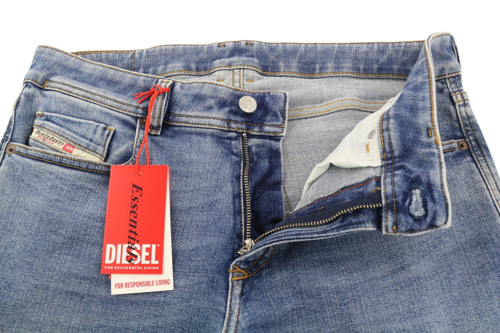 DIESEL Sleenker-Z 09C01 Men's W32/L32 Skinny Washed Blue Zip Fly Denim RRP195
